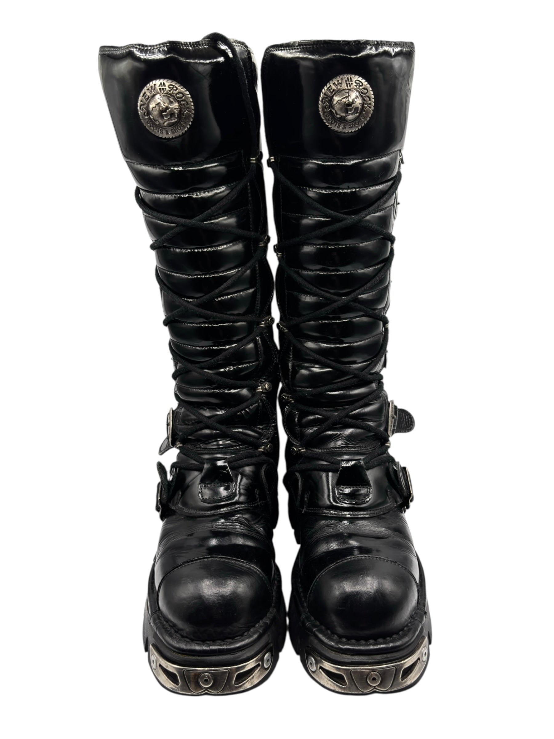 Vintage New Rock knee high reactor leather boots size 42
