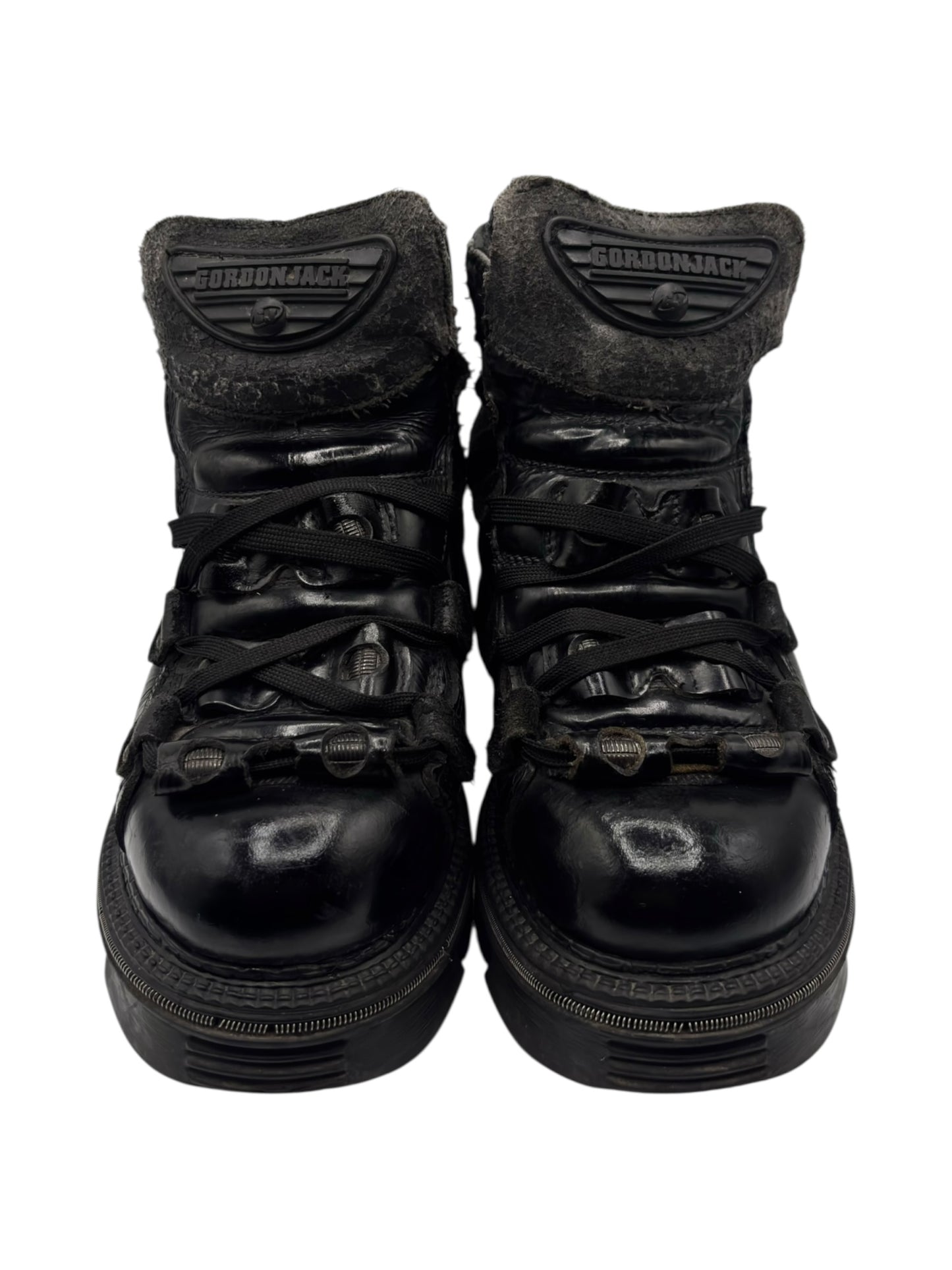 Vintage Gordon Jack black leather platform boots