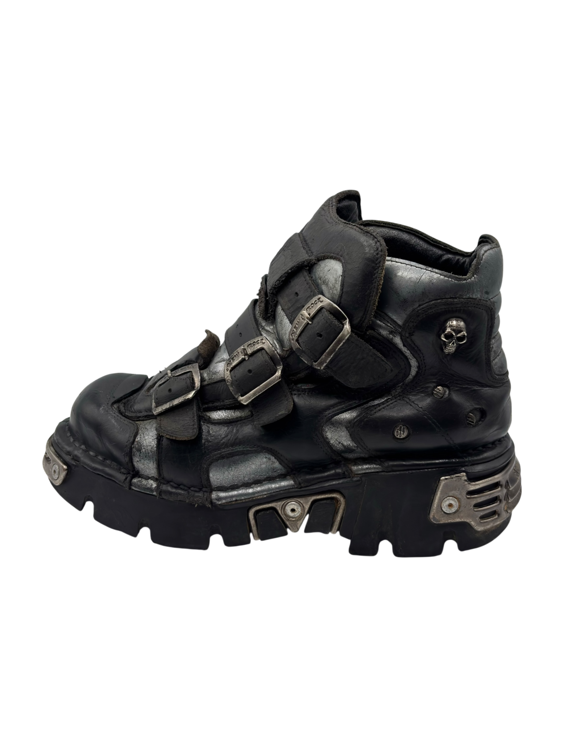 Vintage New Rock buckle grey reactor platform boots size 37