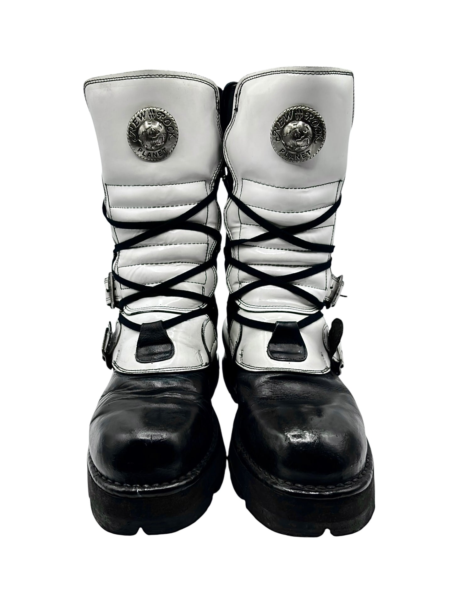 Vintage New Rock white black boots size 42