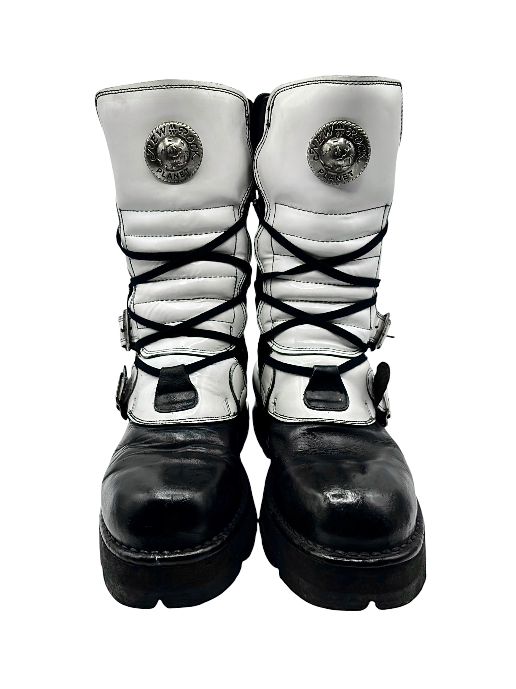Vintage New Rock white black boots size 42