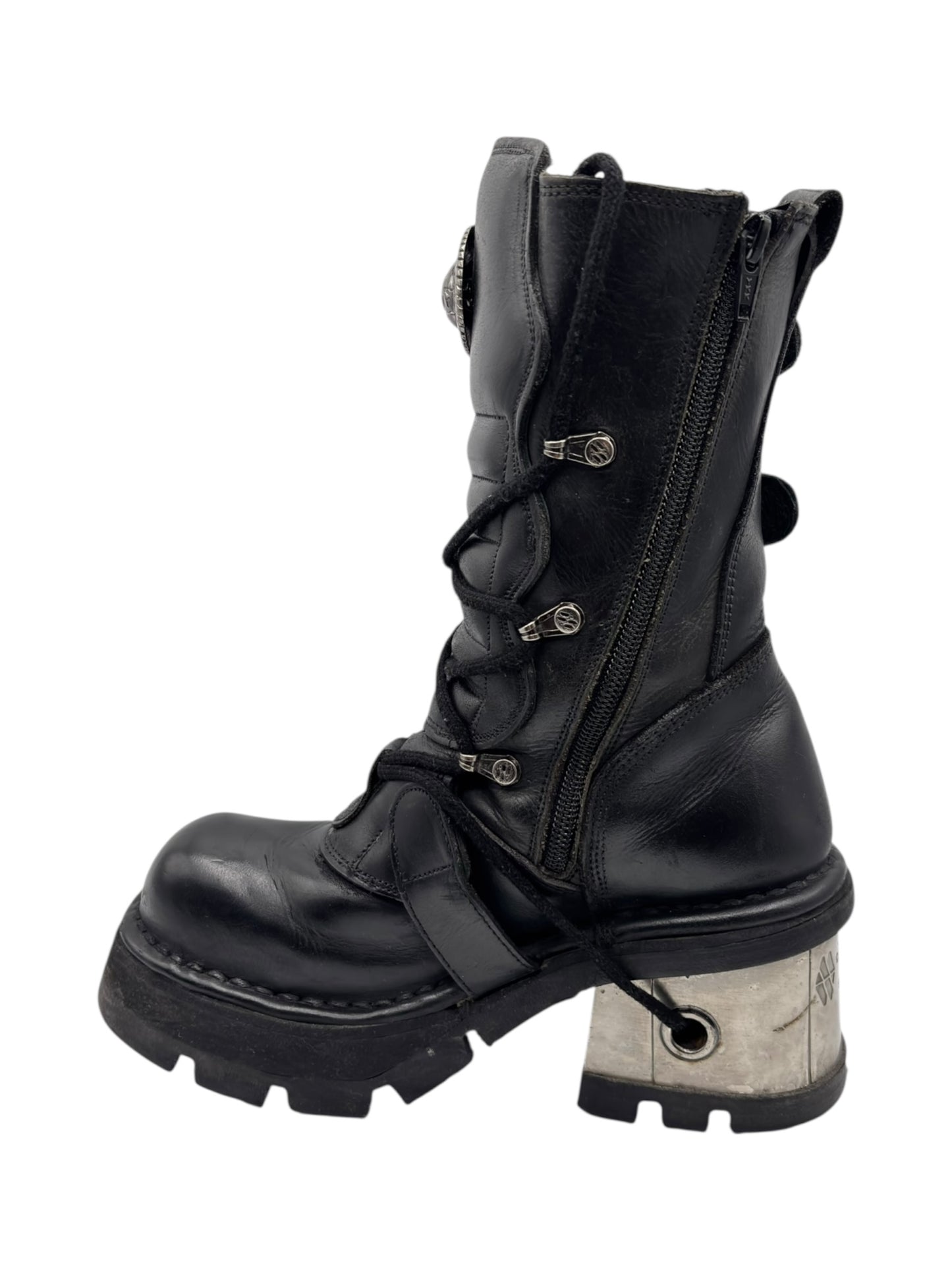 Vintage New Rock raised heel leather boots size 37