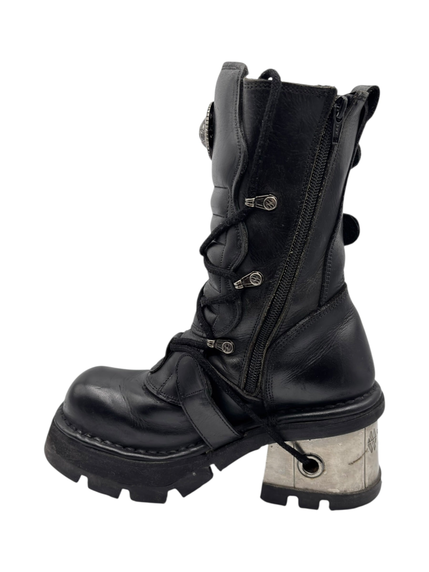 Vintage New Rock raised heel leather boots size 37