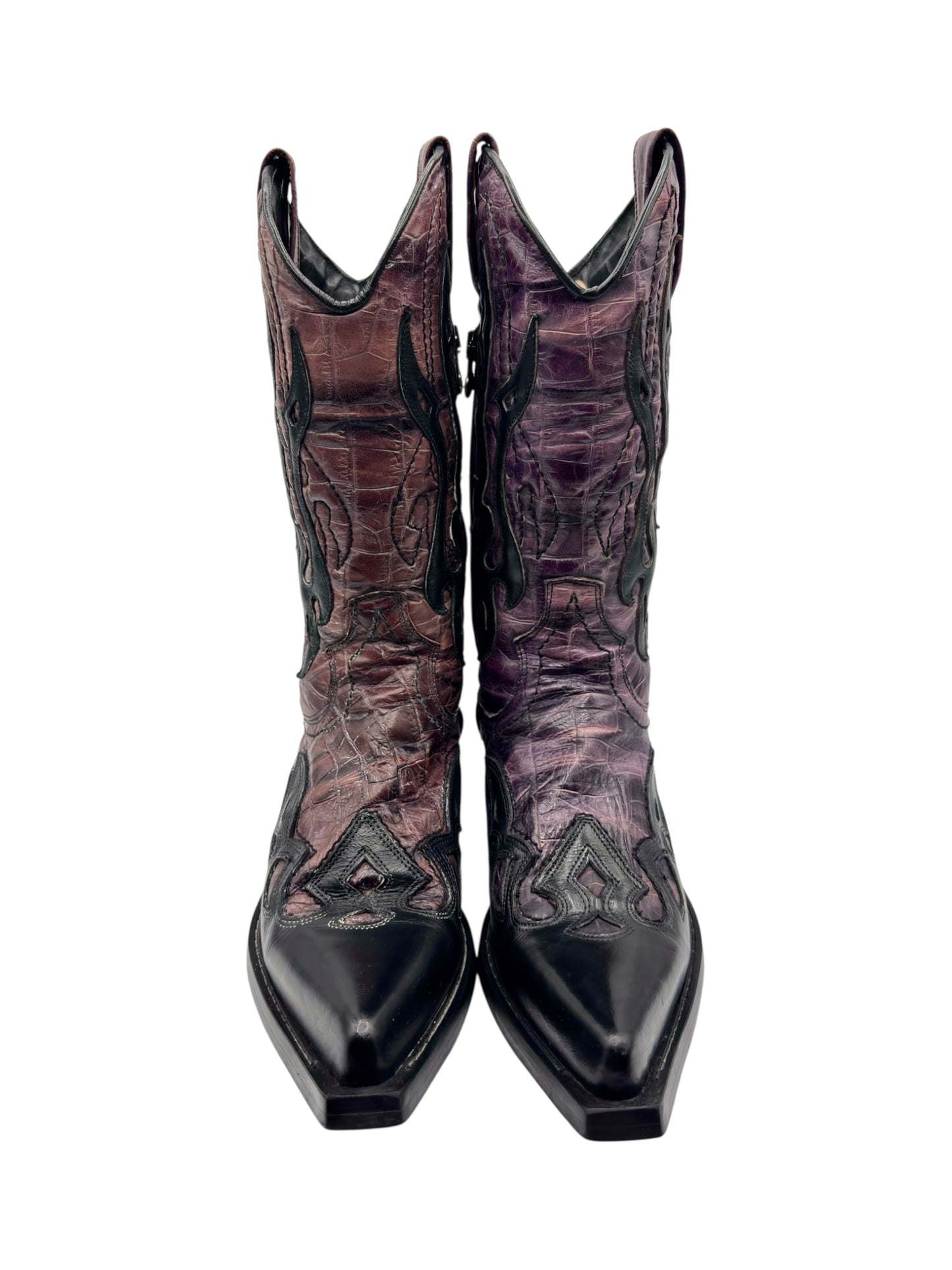 Vintage New Rock purple flame cowboy boots size 37