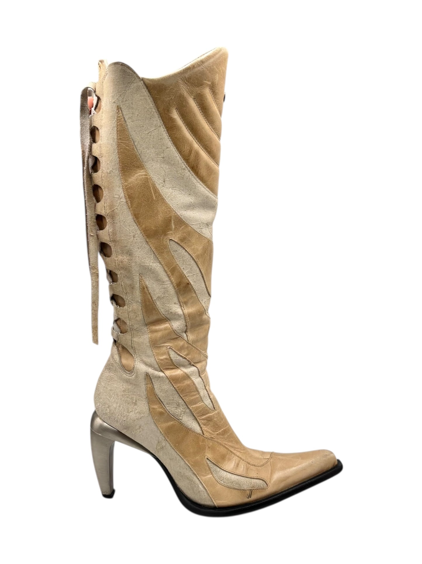 Beautiful vintage New Rock beige knee high boots size 40
