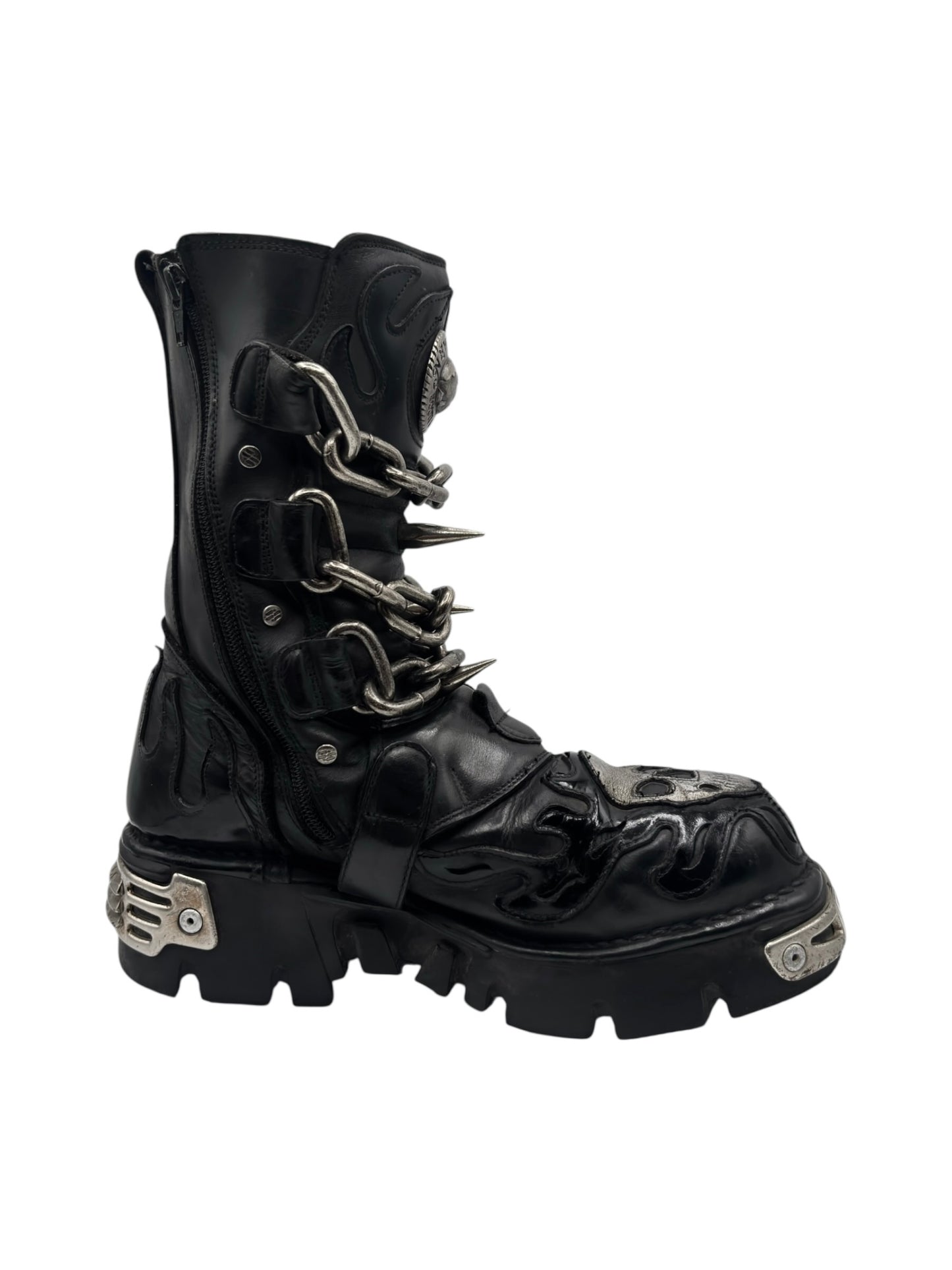 Vintage New Rock chained skull leather boots