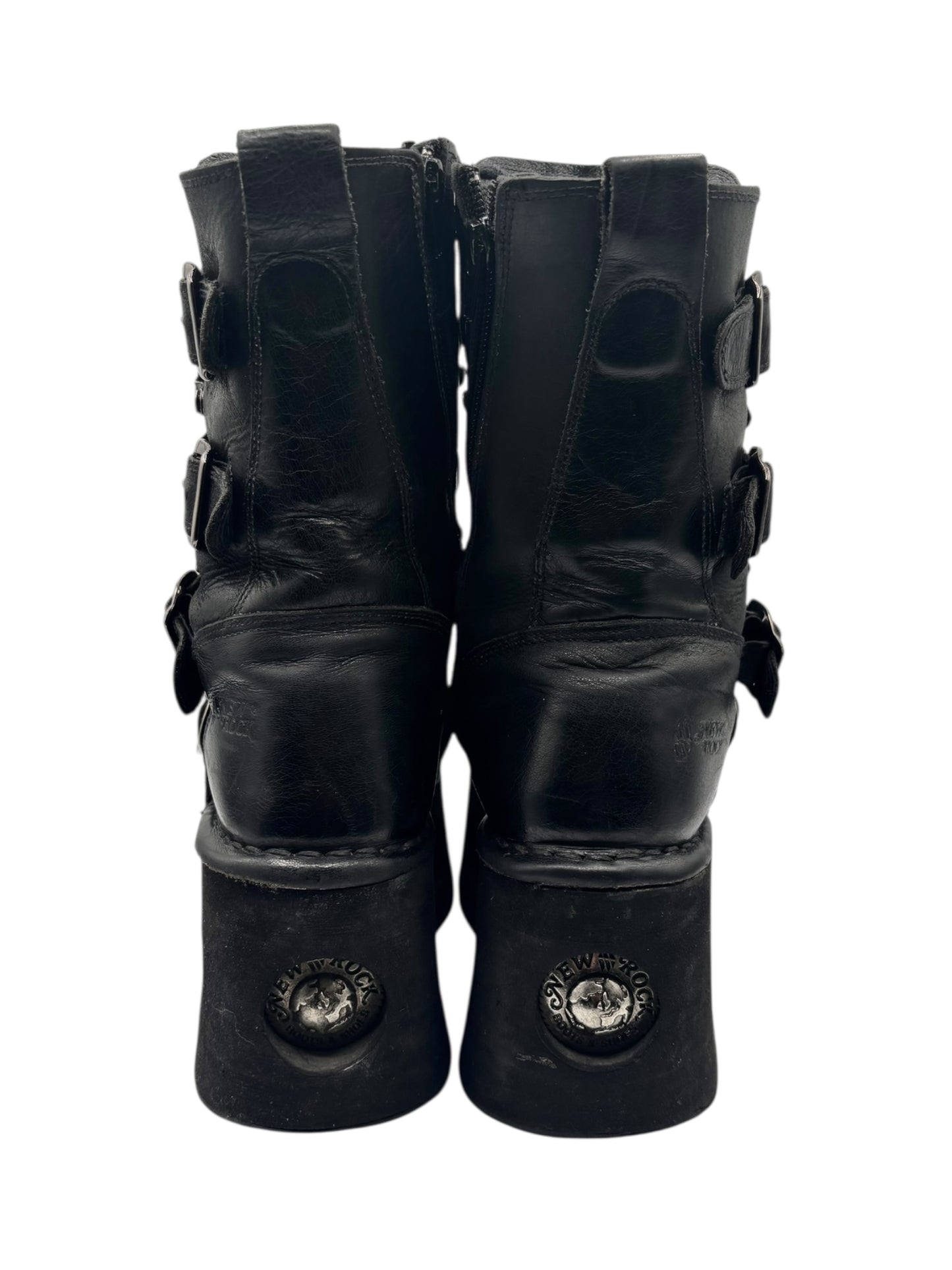 Vintage New Rock mid-calf leather Neptuno platform boots size 40