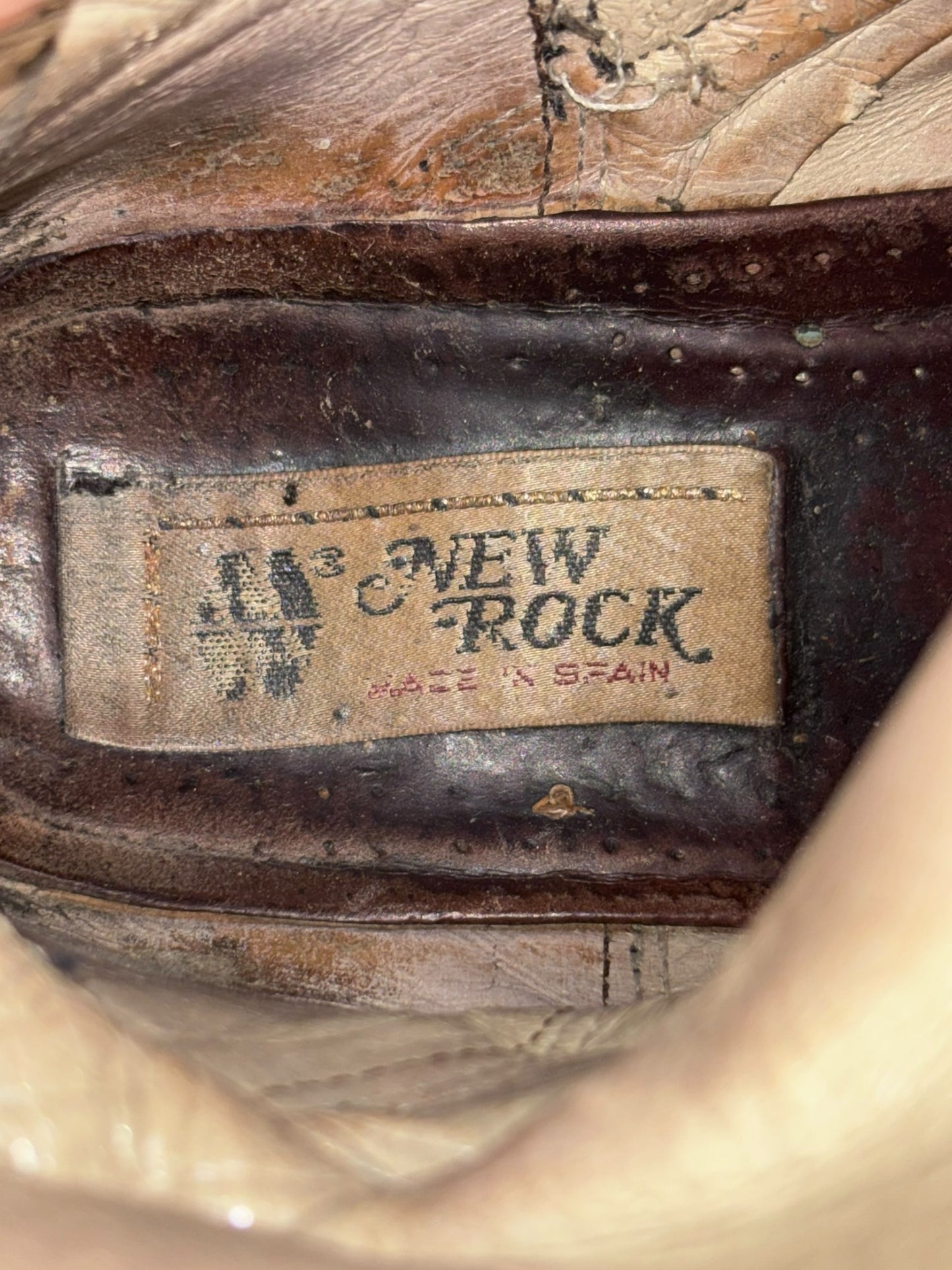 Vintage 90s New Rock mid-calf leather neptuno platform boots size 36