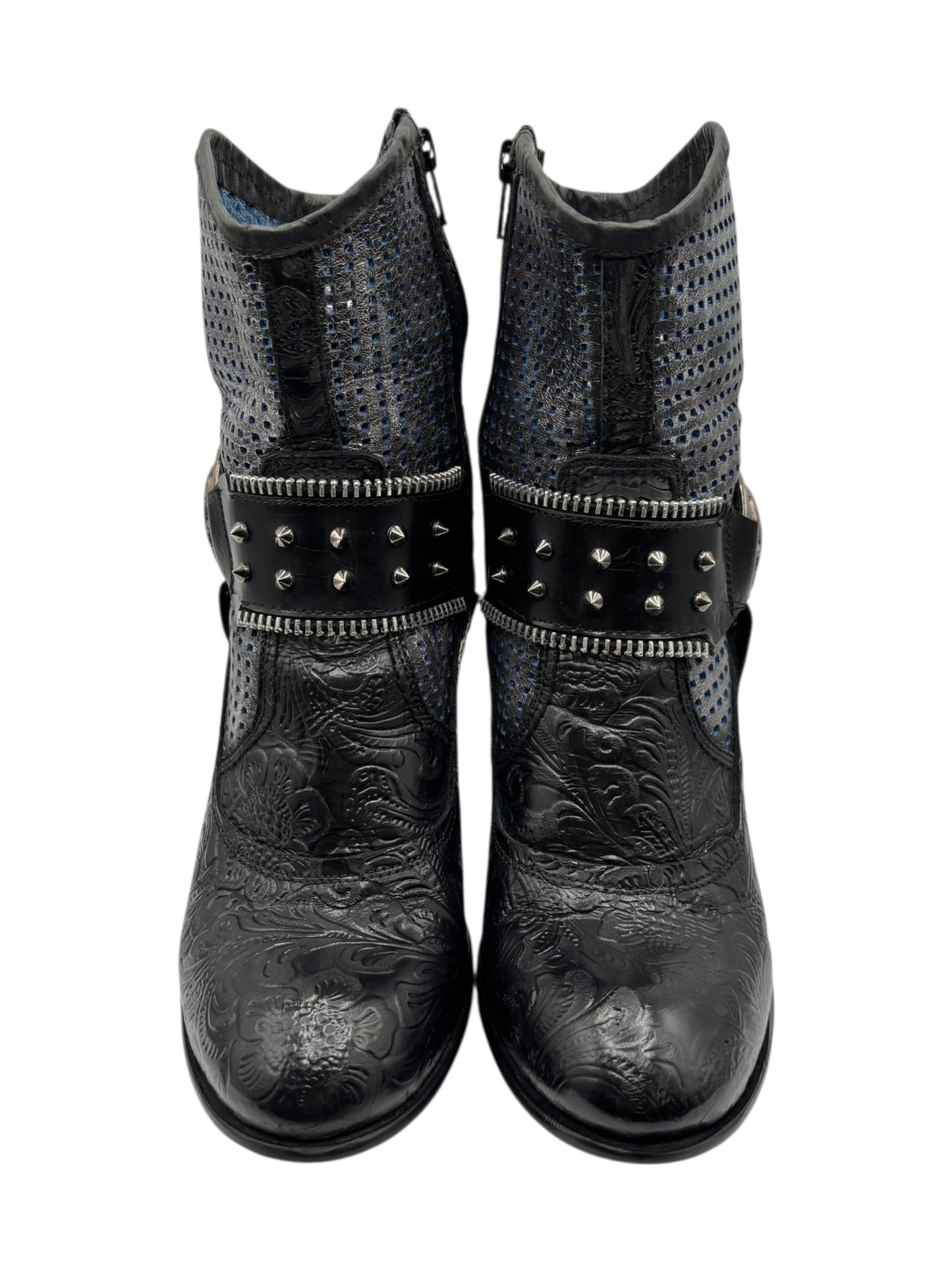 Vintage New Rock round/toe leather heels size 37