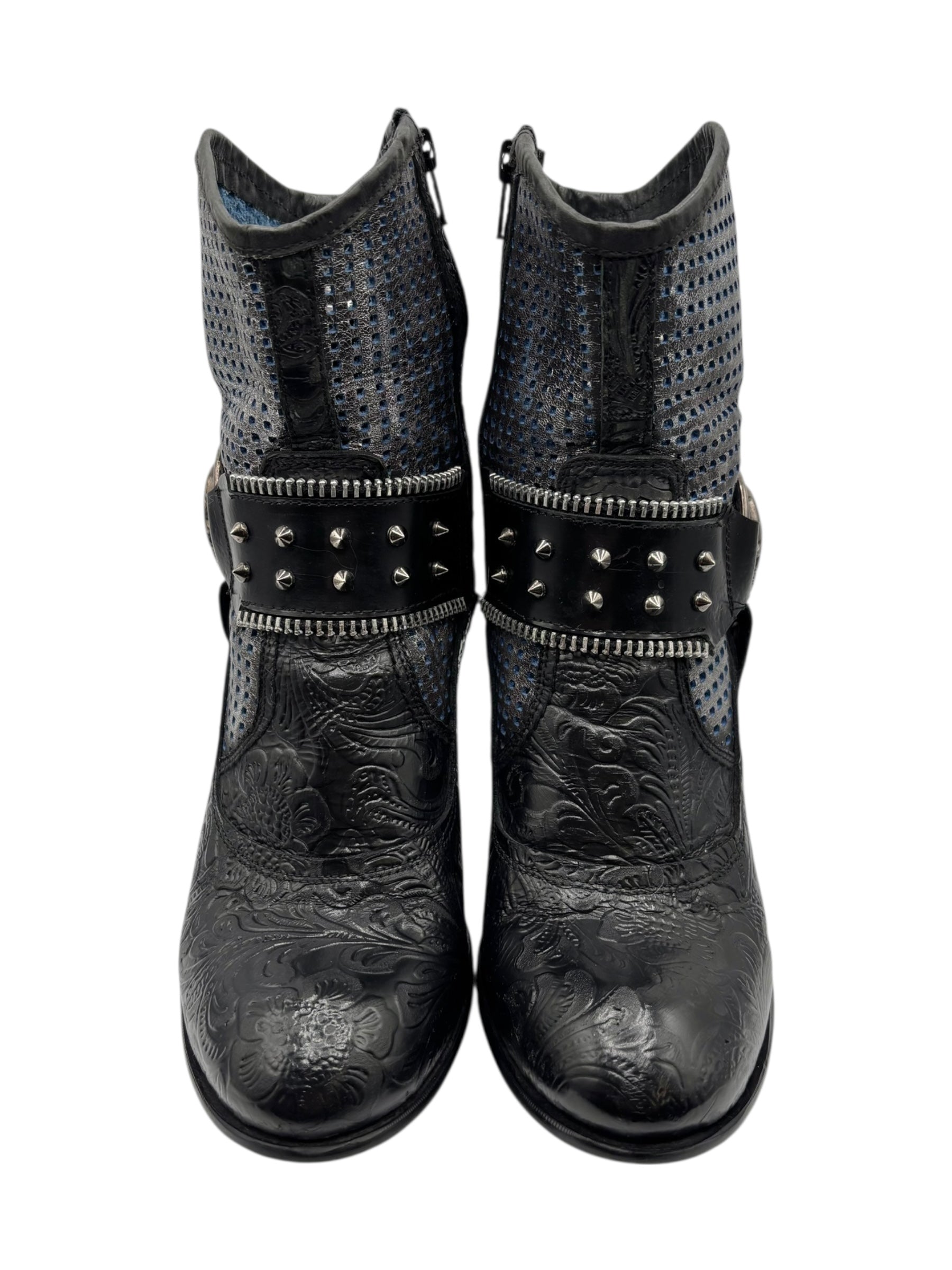 Vintage New Rock round/toe leather heels size 37