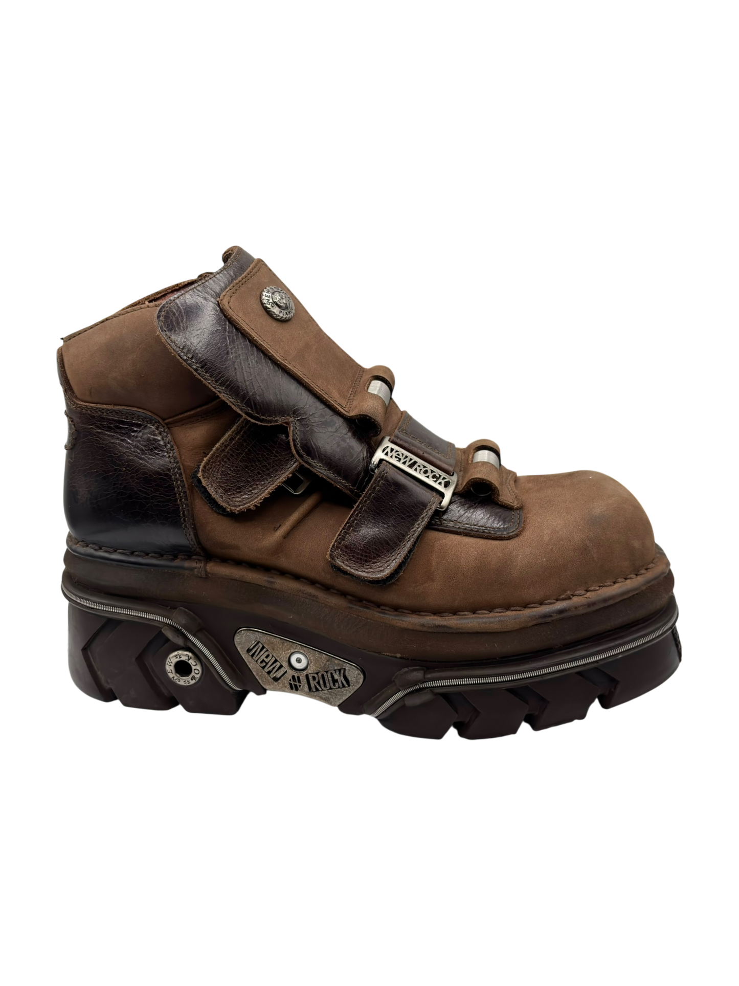 Vintage New Rock brown buckle platform boots size 45