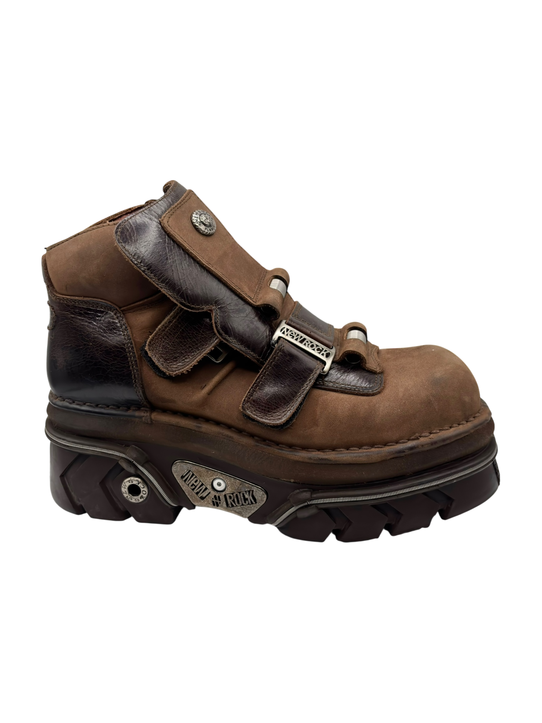 Vintage New Rock brown buckle platform boots size 45