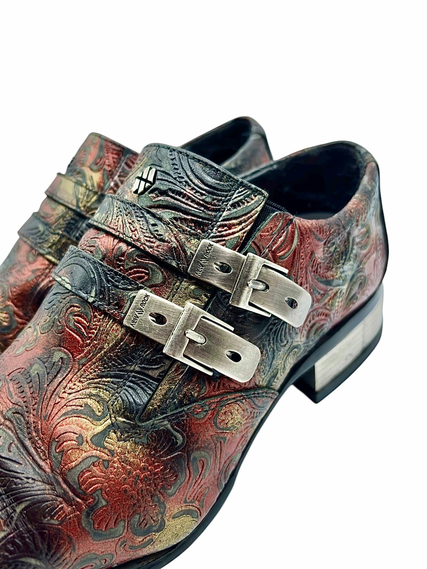Vintage New Rock patterned leather cowboy boots. size 42