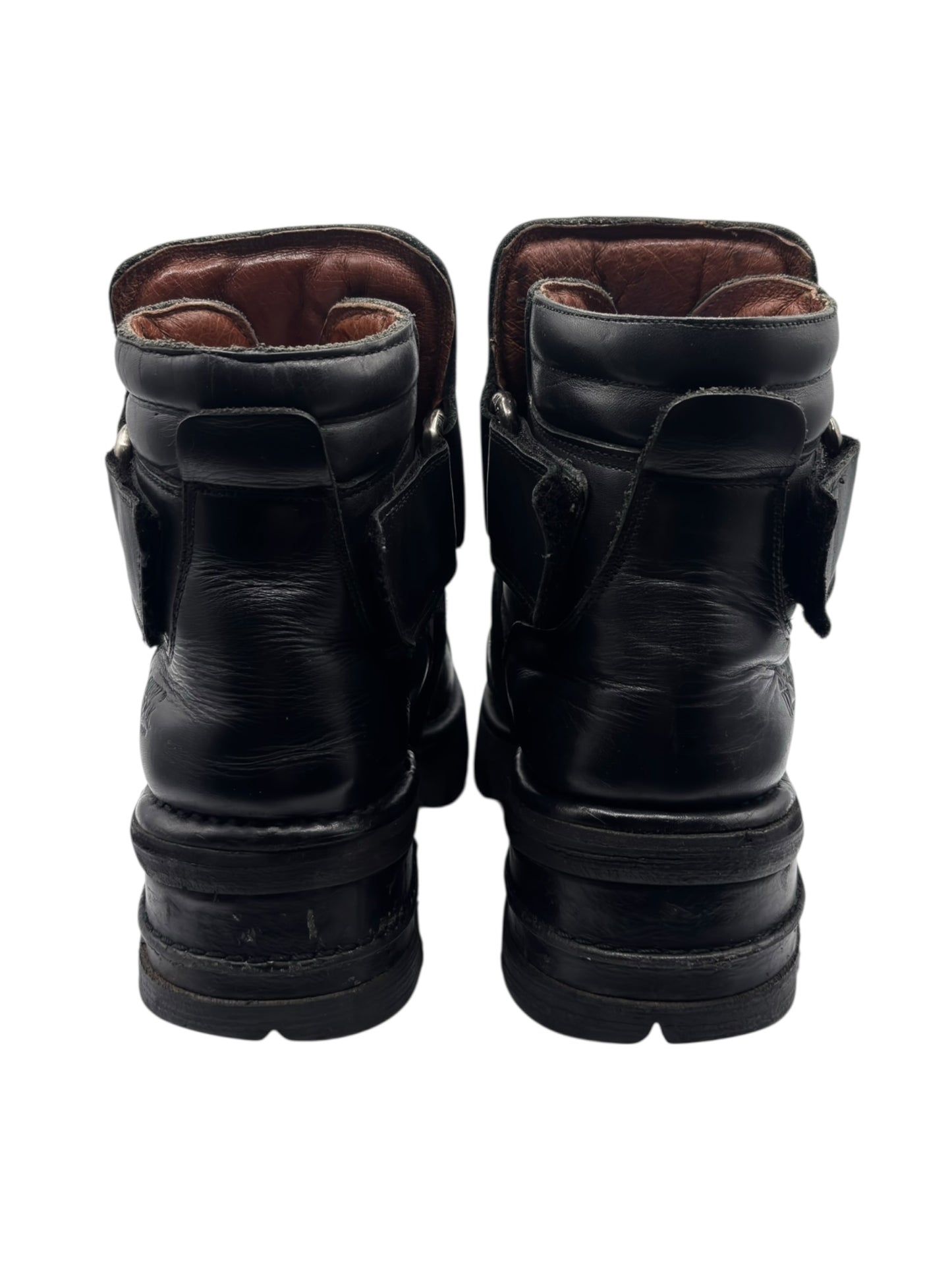 Vintage New Rock raised heel leather boots size 45