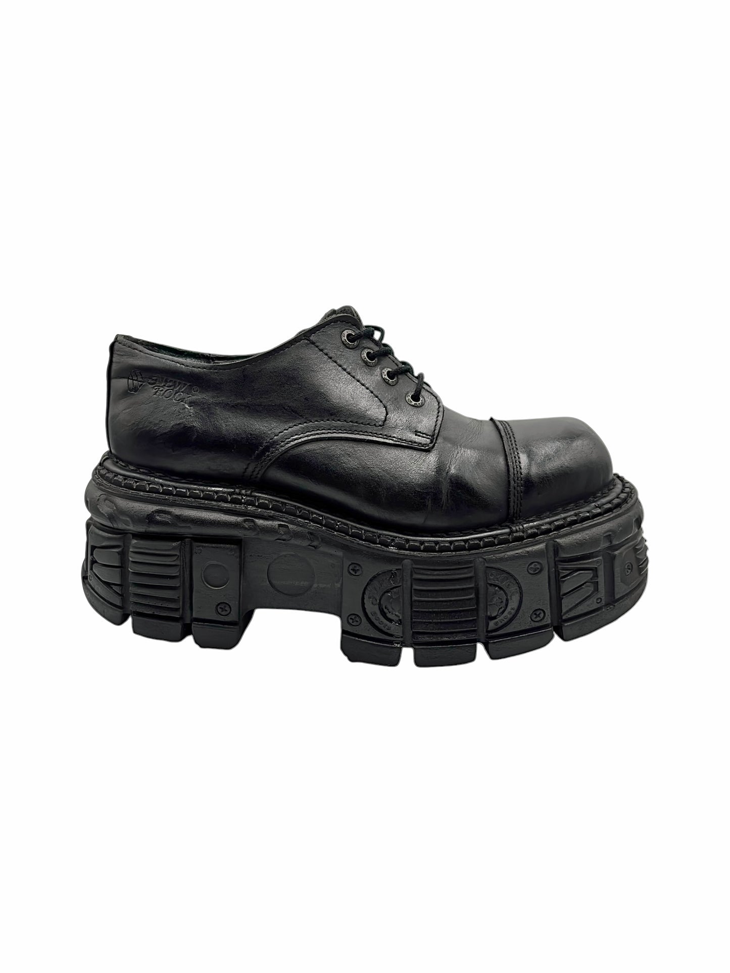 Vintage New Rock techno leather platform boots size 44