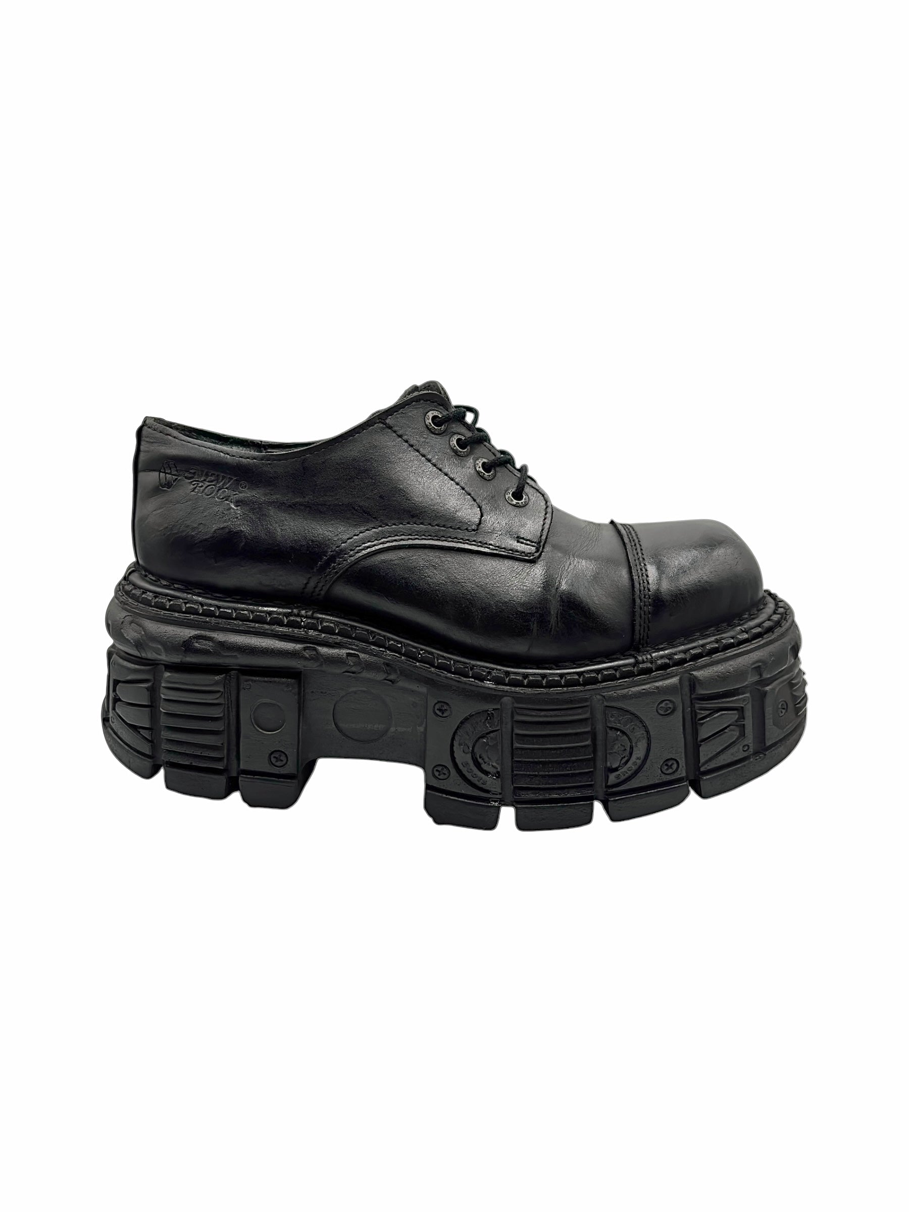 Vintage New Rock techno leather platform boots size 44