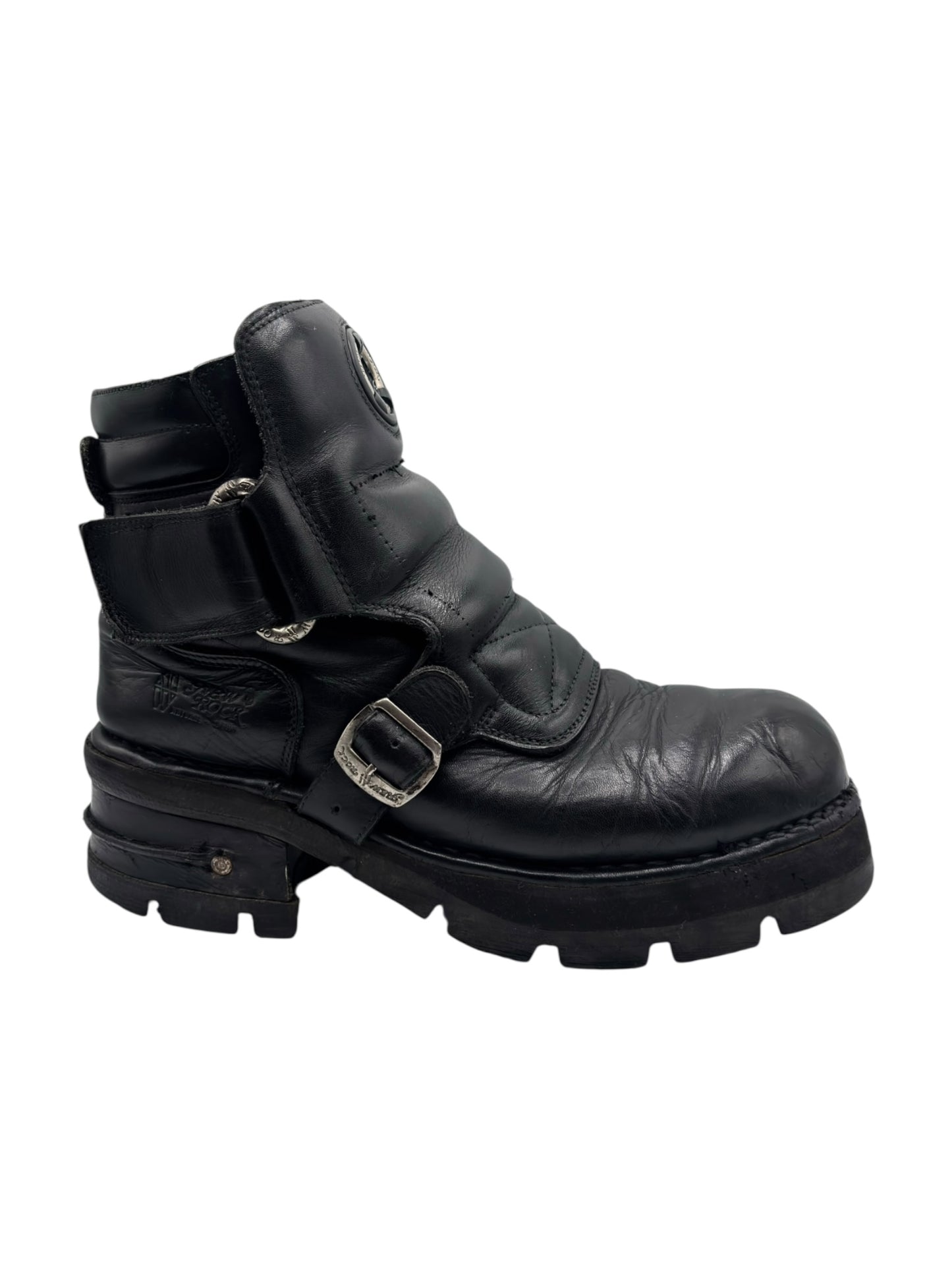 Vintage New Rock raised heel leather boots size 45