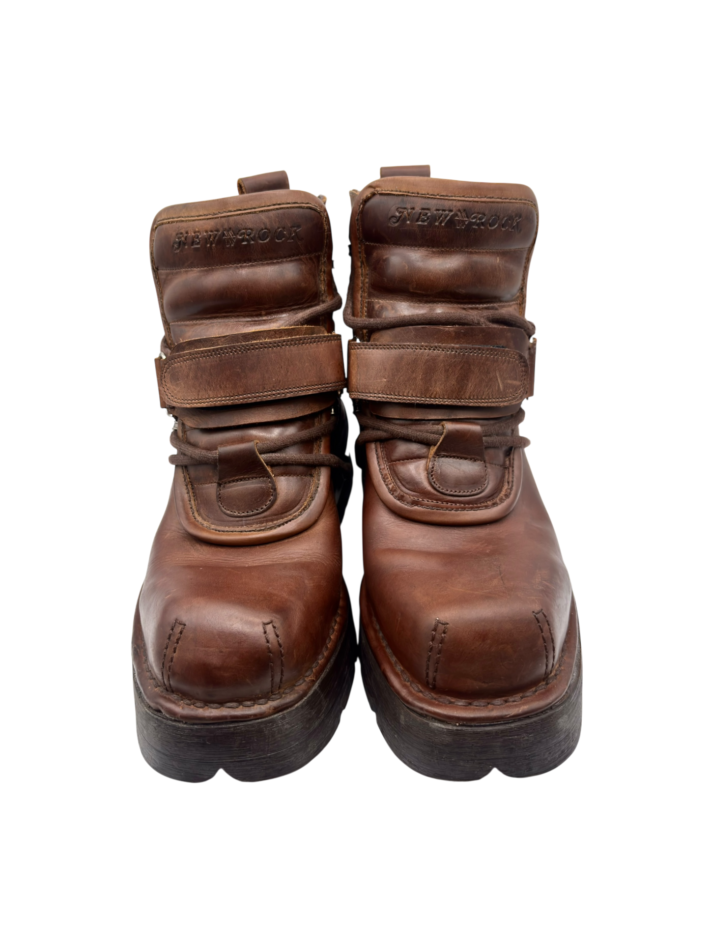 Vintage New Rock brown leather raised-heel ankle boots size 41