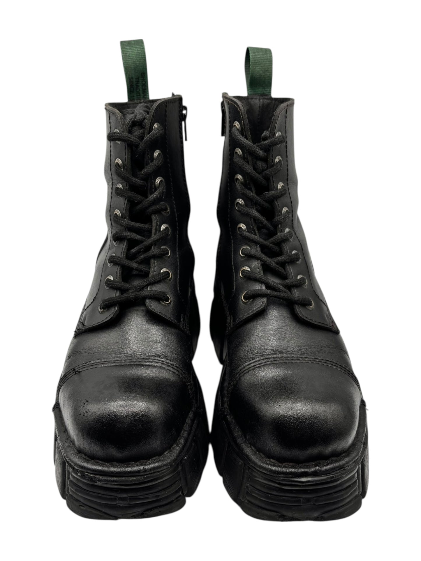 New Rock mili lace-up leather platform boots size 39