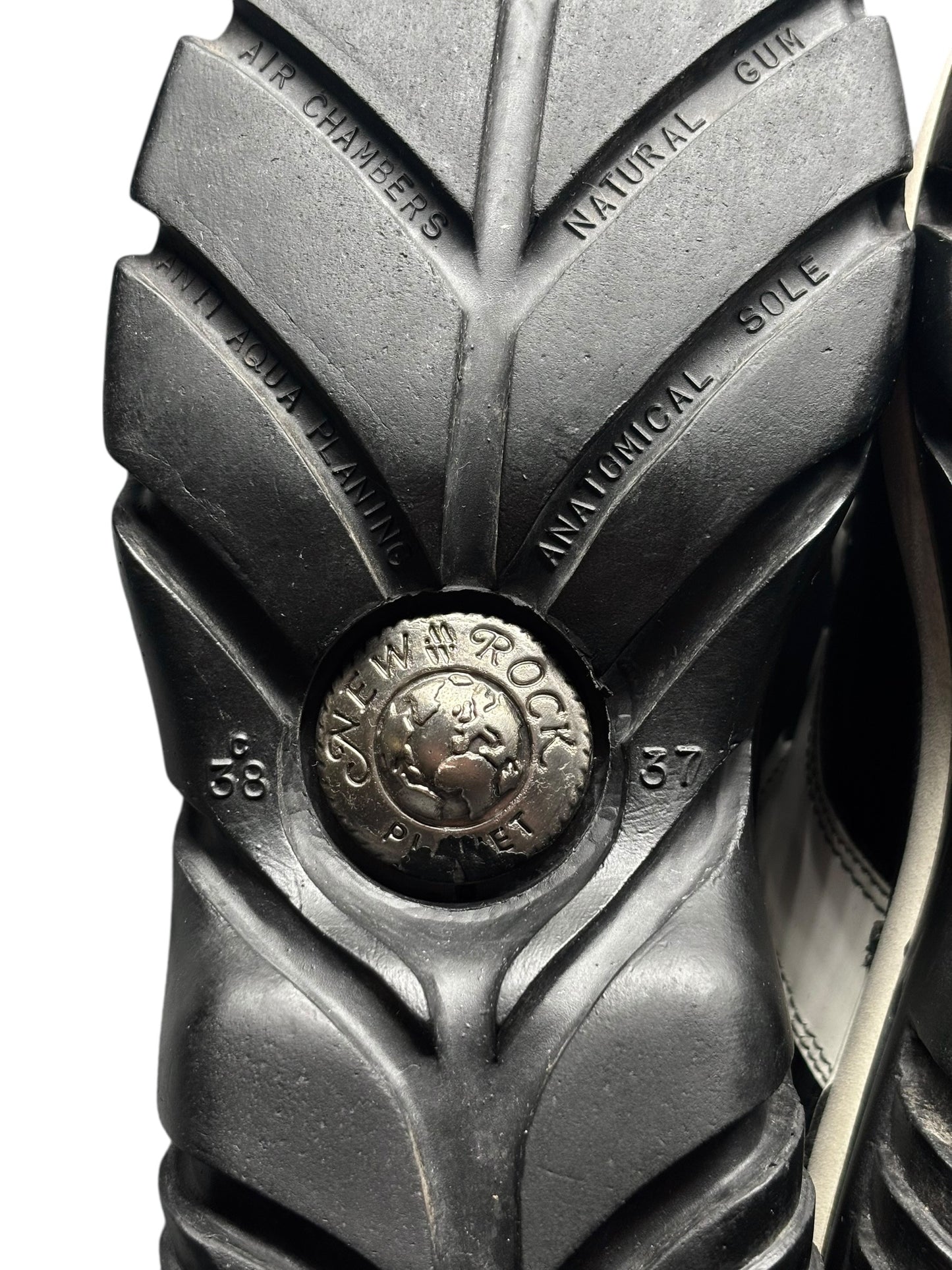 Vintage New Rock black and white leather platform boots