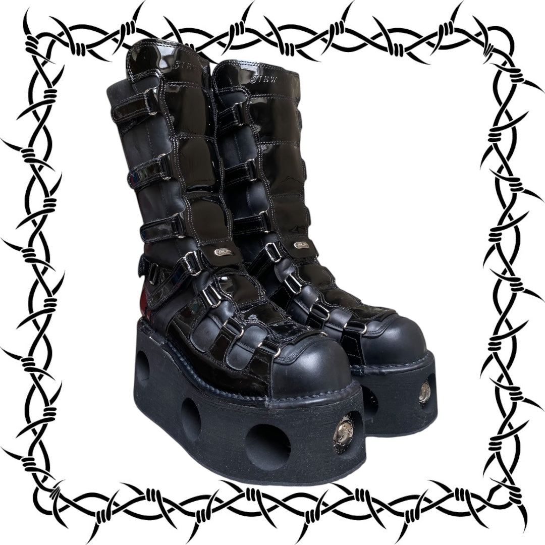 Vintage New Rock neptuno patent leather boots size 43