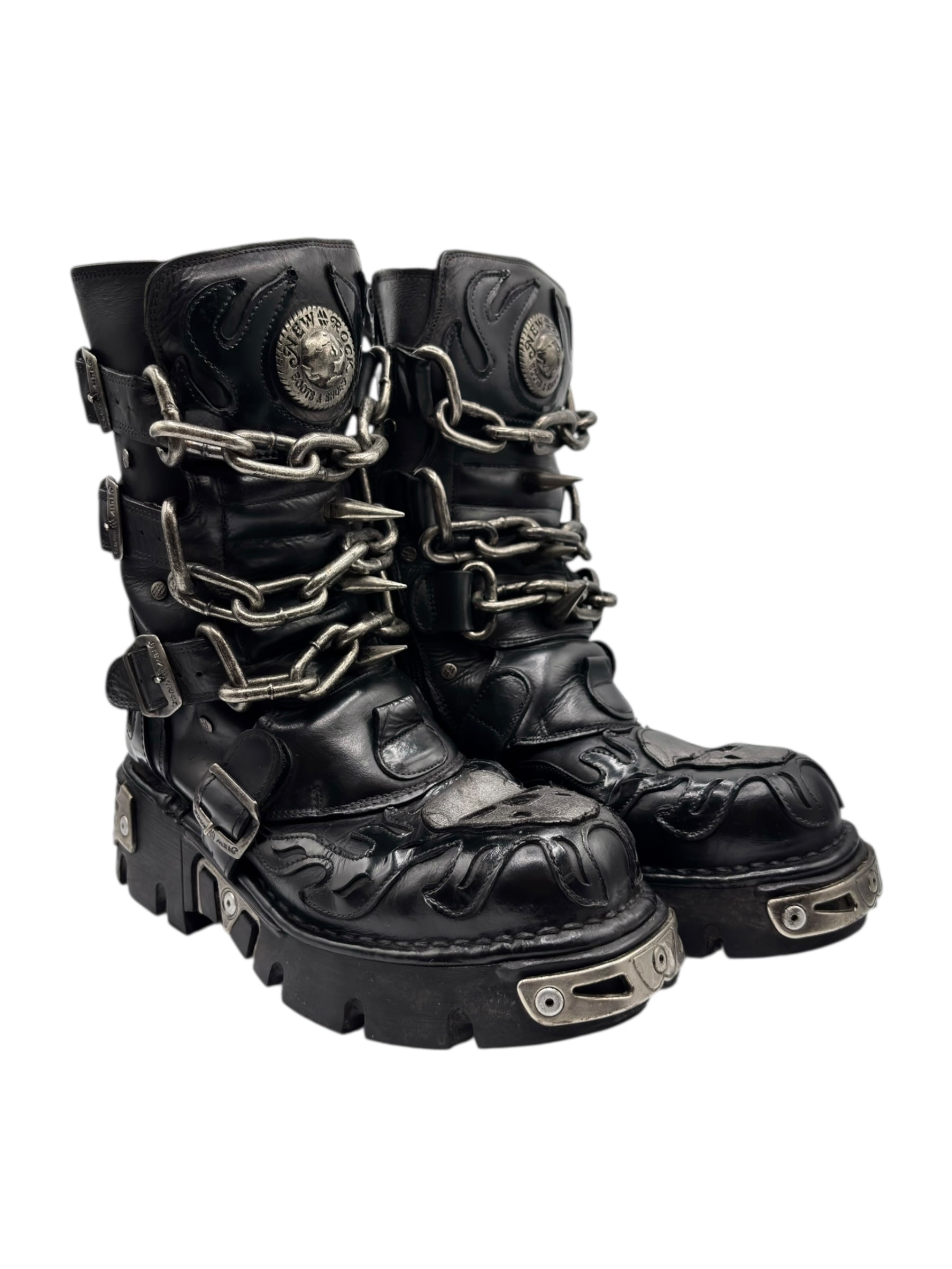 Vintage New Rock M-727 chained leather boots size 42