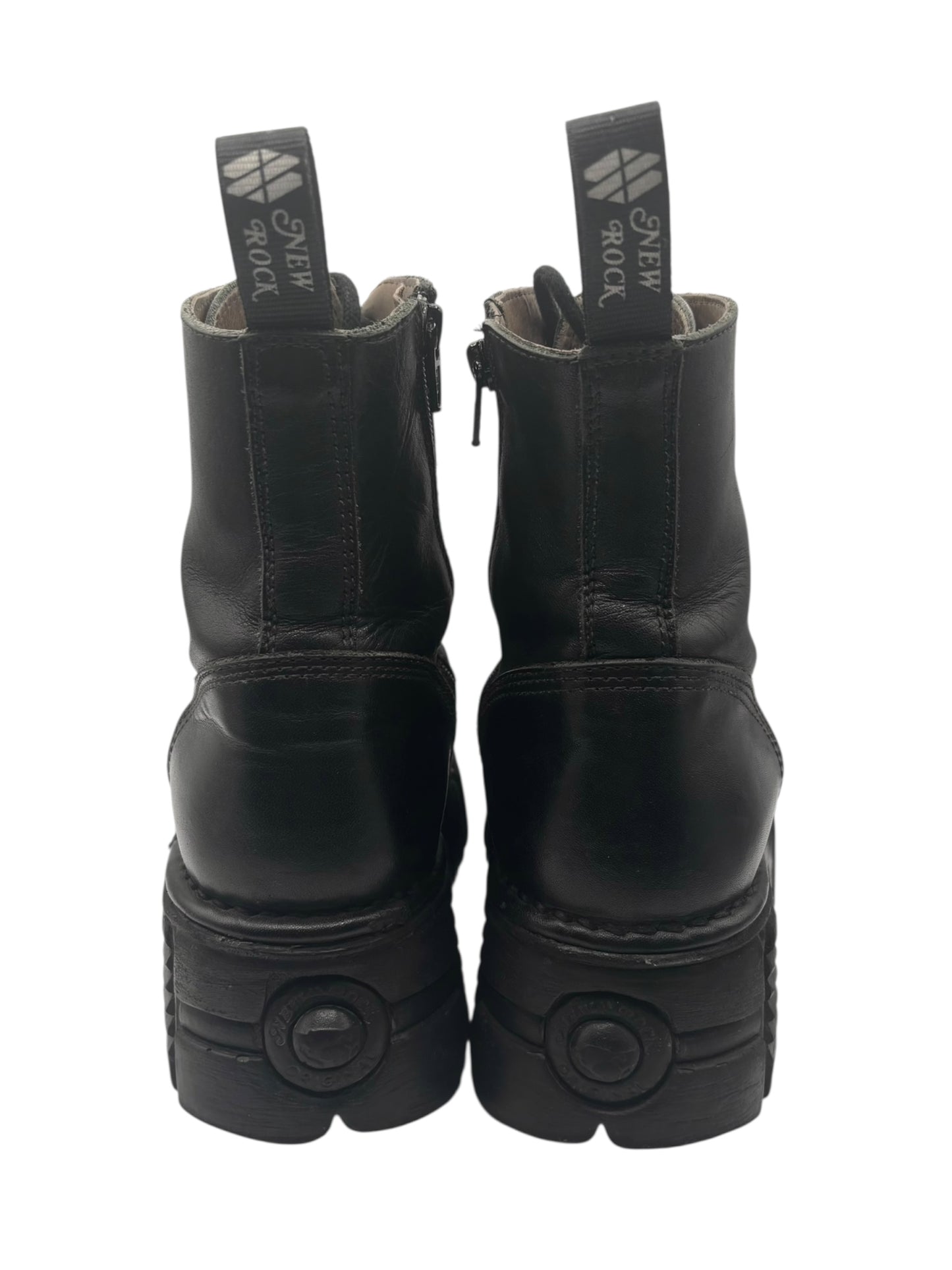 Vintage New Rock mili lace-up leather platform boots size 39