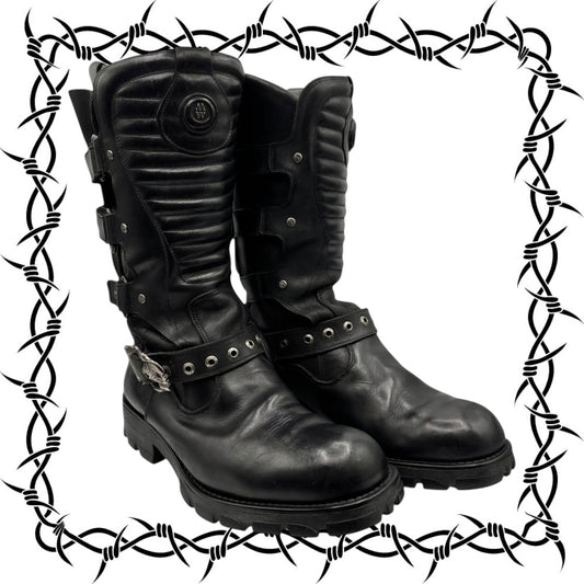 Vintage New Rock leather biker boots size 45