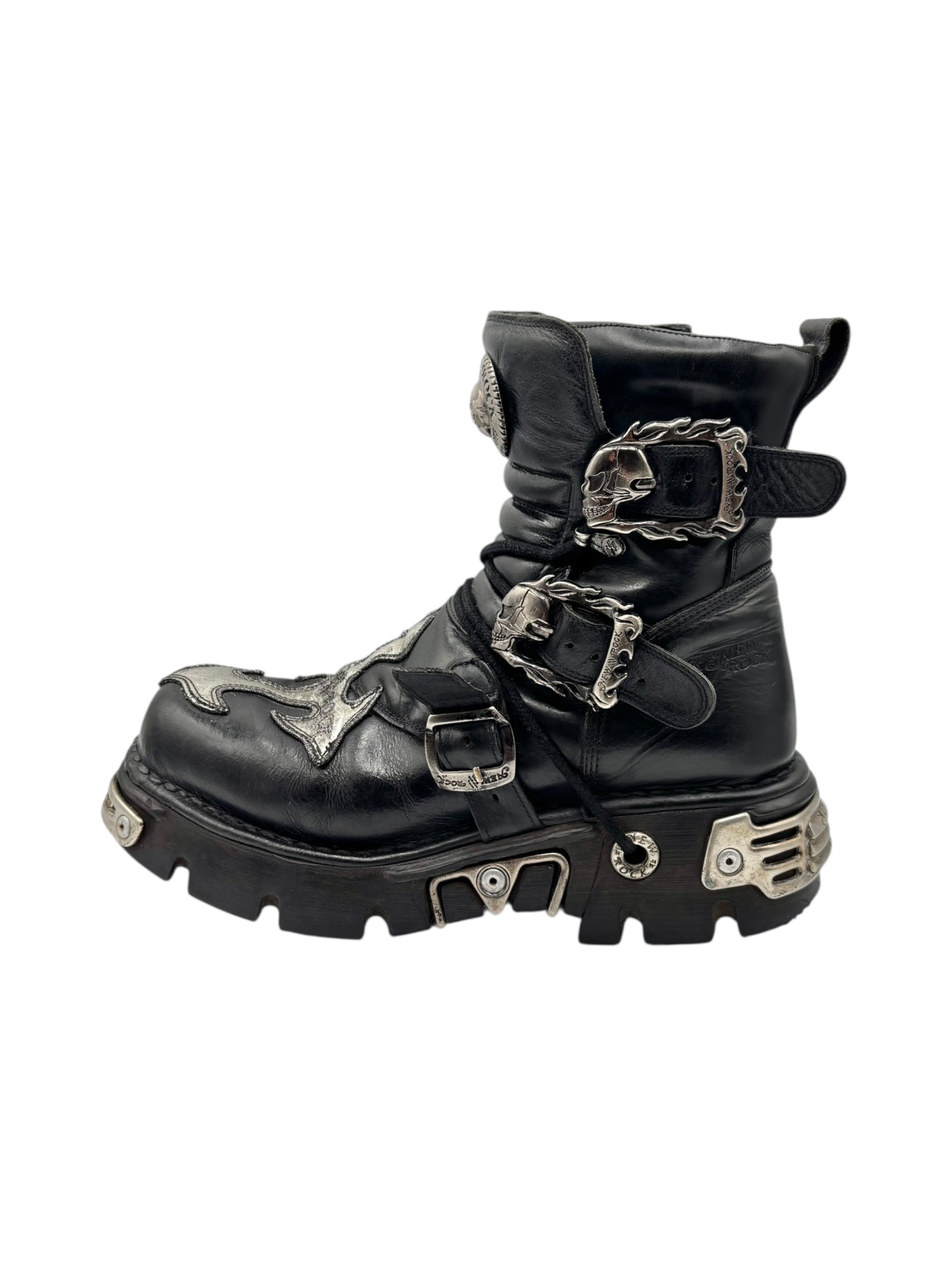 Vintage New Rock cross reactor leather platform boots size 43