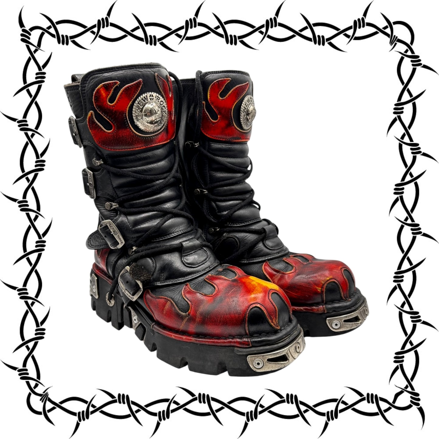 Vintage New Rock flame reactor boots size 43