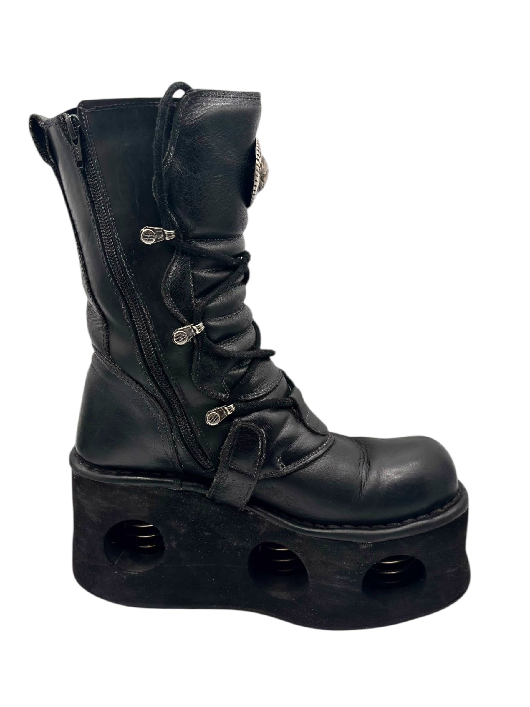 Vintage New Rock mid-calf leather Neptuno platform boots size 40