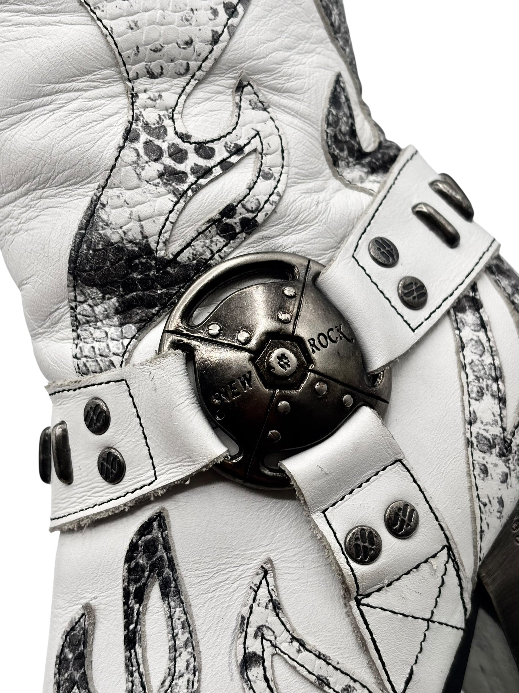 Vintage New Rock pointy white cowboy boots size 38