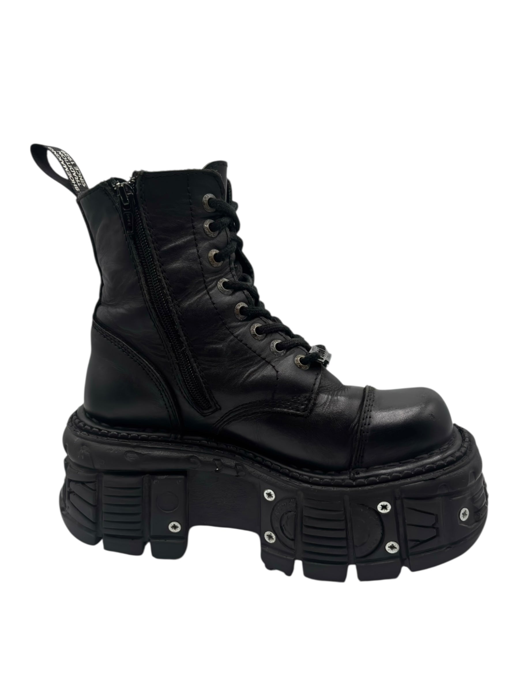 New Rock techno lace-up leather platform boots size 36