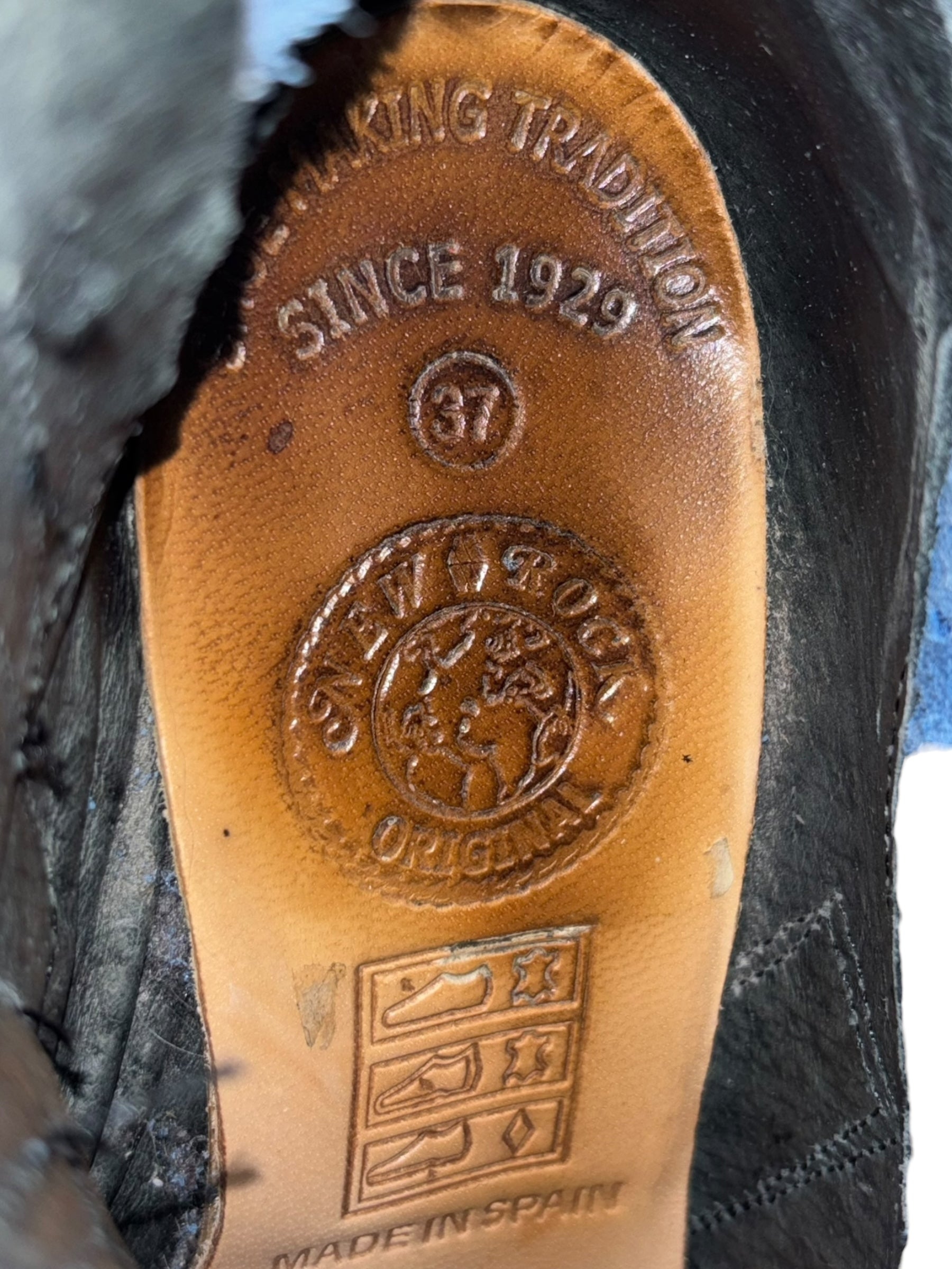 Vintage New Rock round/toe leather heels size 37