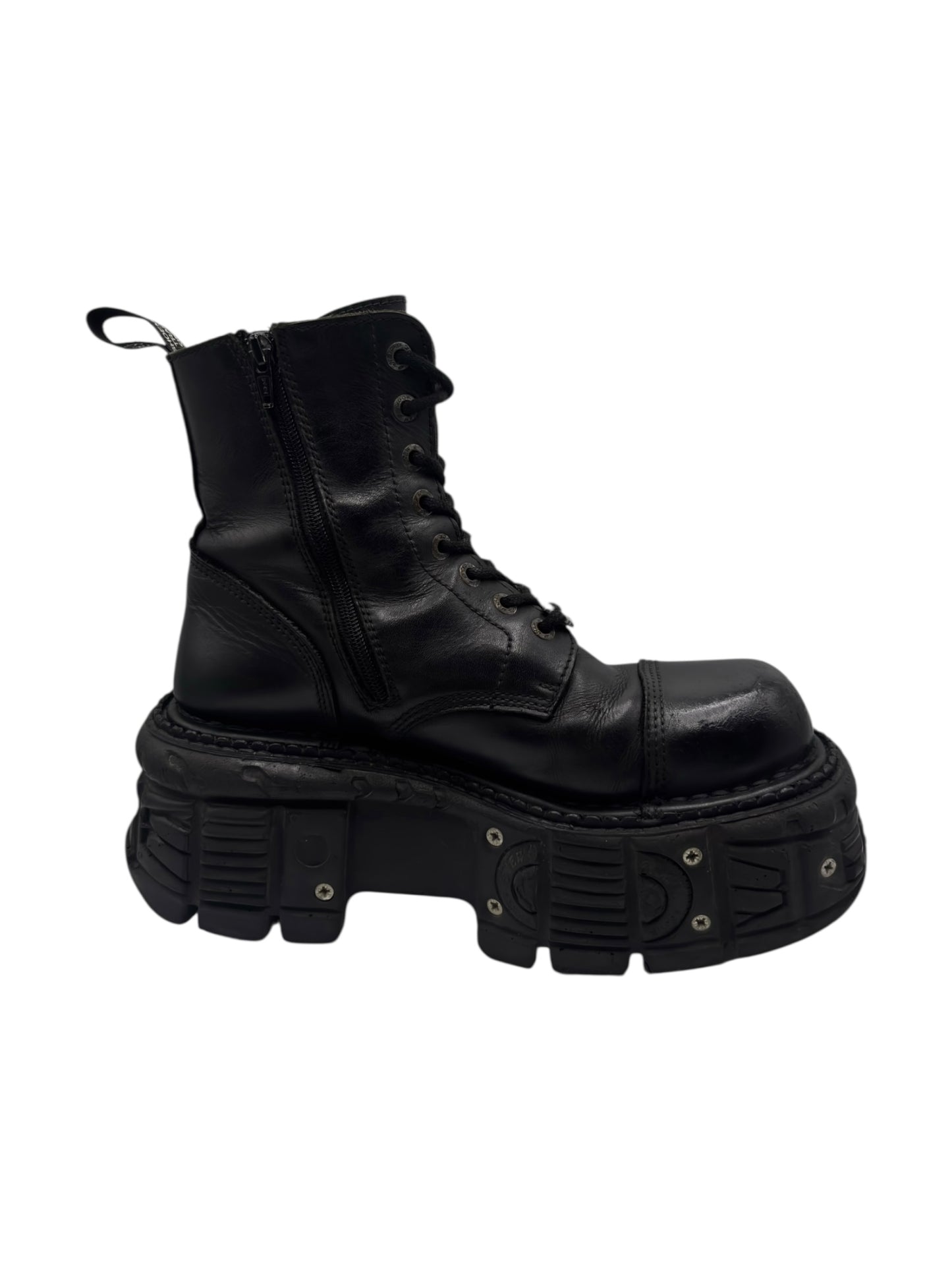 New Rock techno lace-up leather platform boots size 41