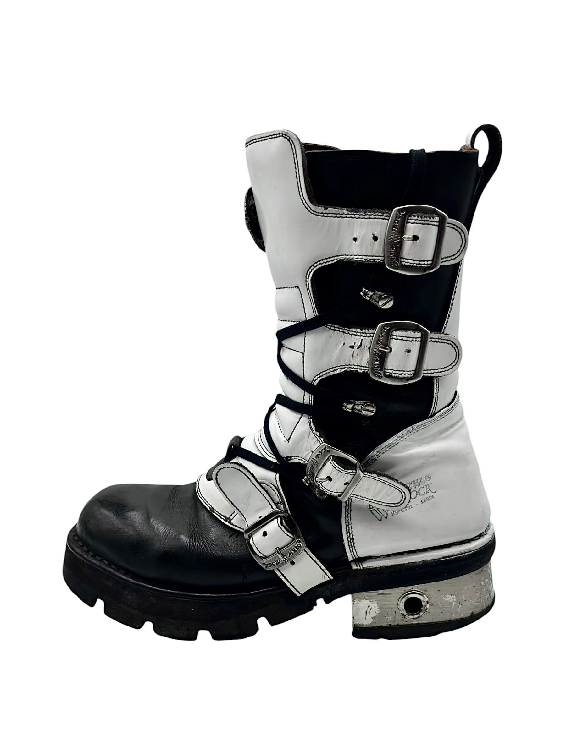 Vintage New Rock white black boots size 42