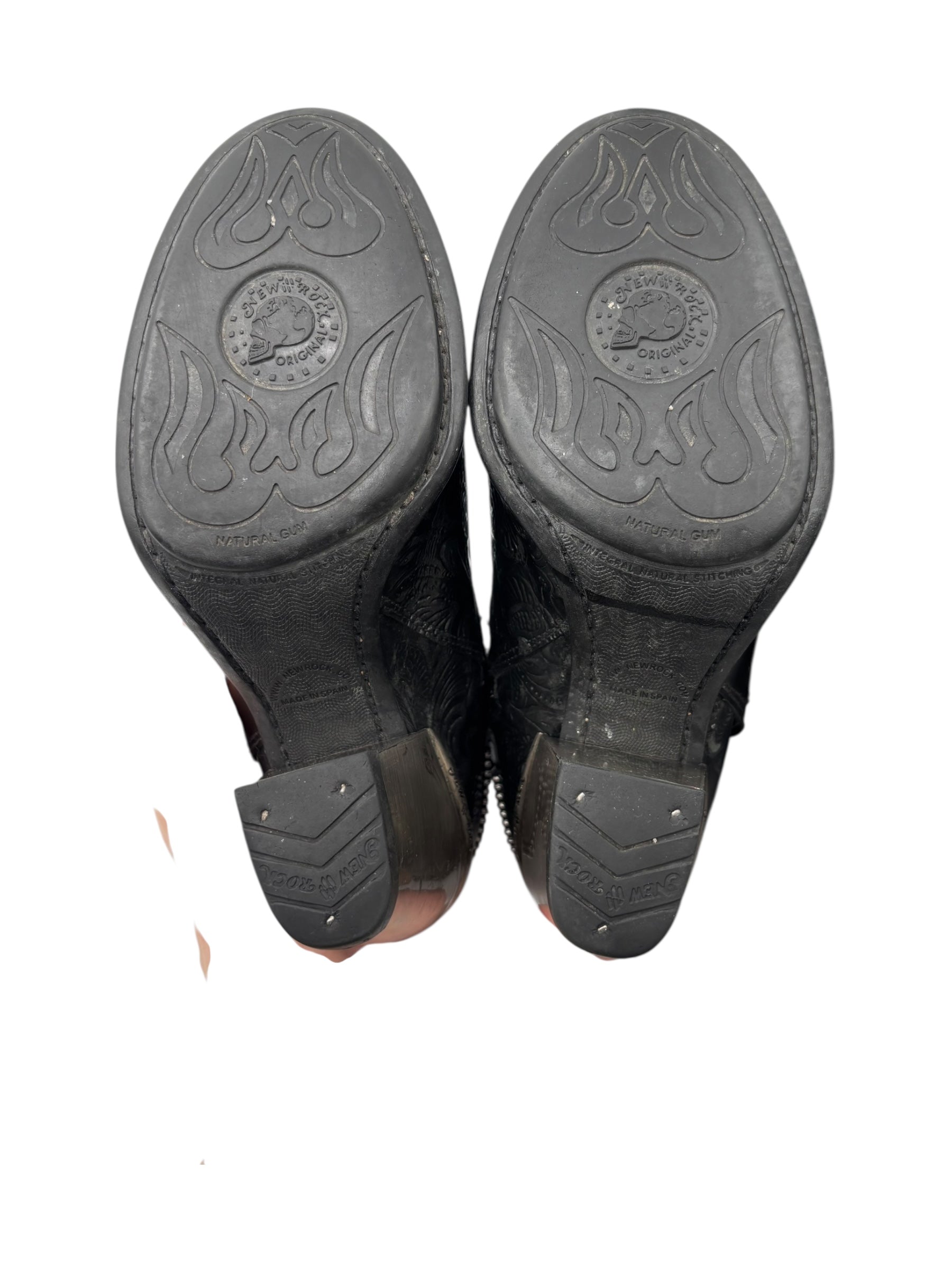 Vintage New Rock round/toe leather heels size 37