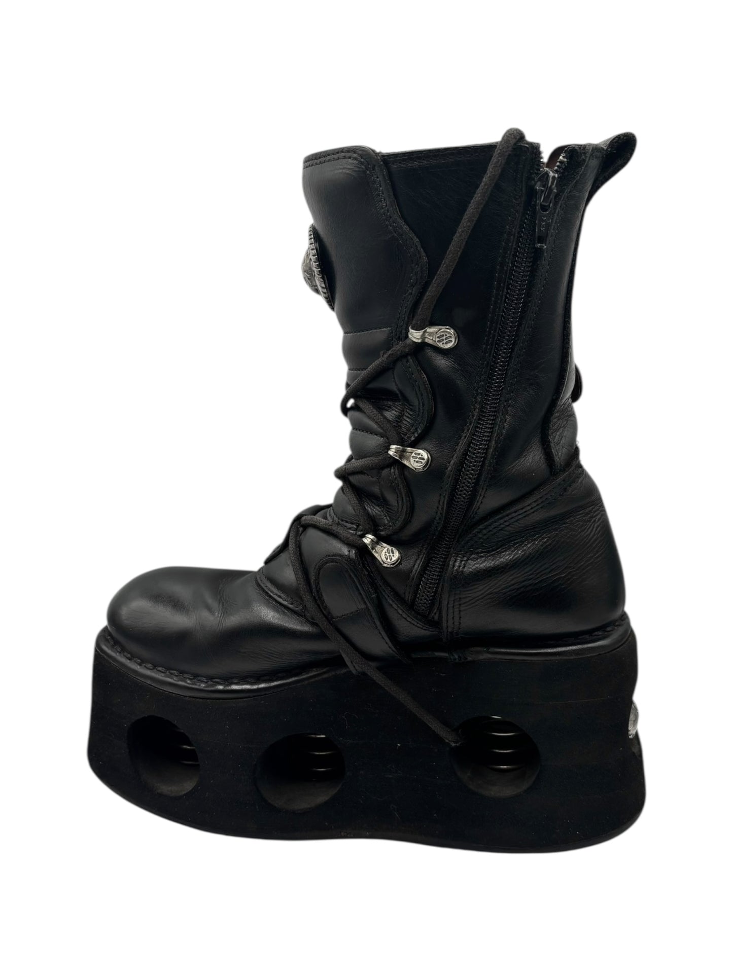 Vintage 90s New Rock mid-calf leather Neptuno platform boots size 40