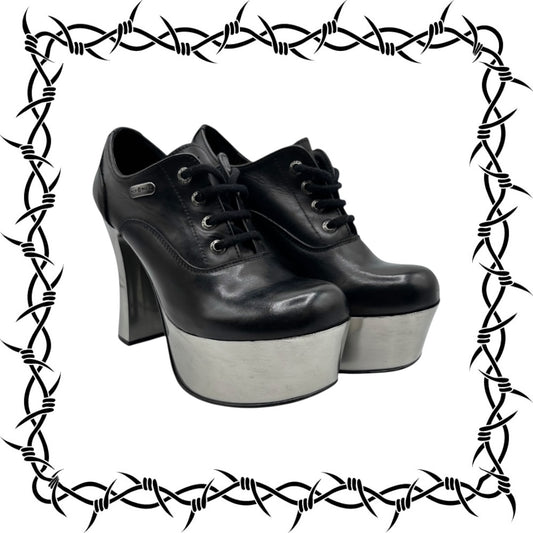 Vintage New Rock leather platform heels size 40