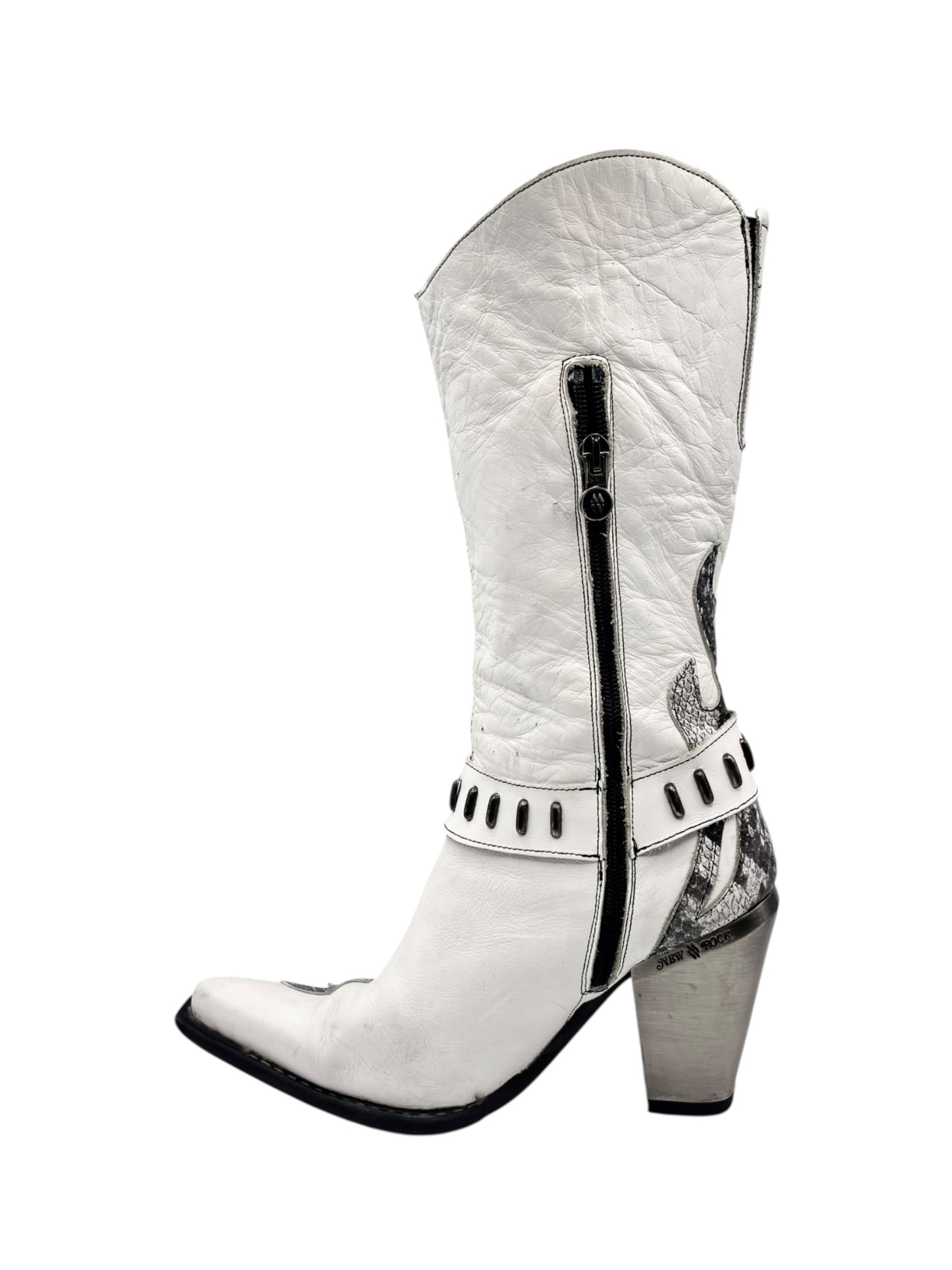 Vintage New Rock pointy white cowboy boots size 38