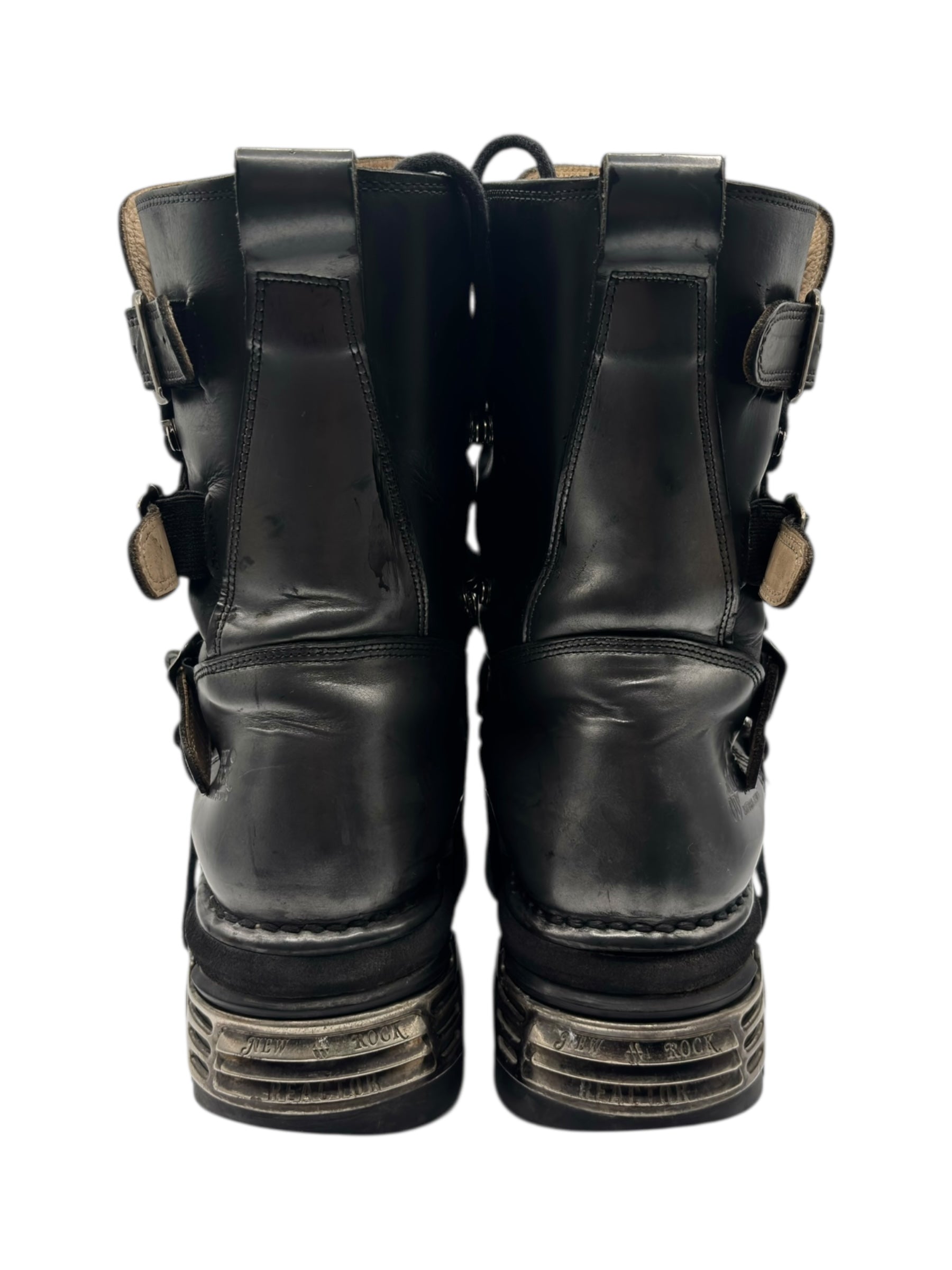 Vintage New Rock grey mid-calf leather reactor boots size 42