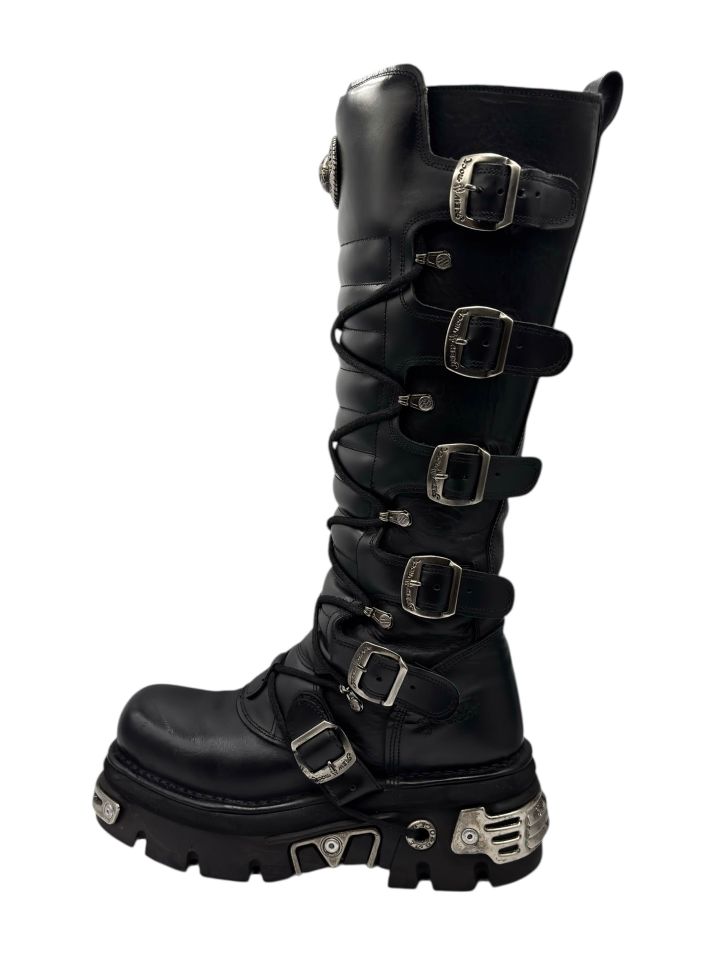 Vintage New Rock knee high reactor leather boots size 41