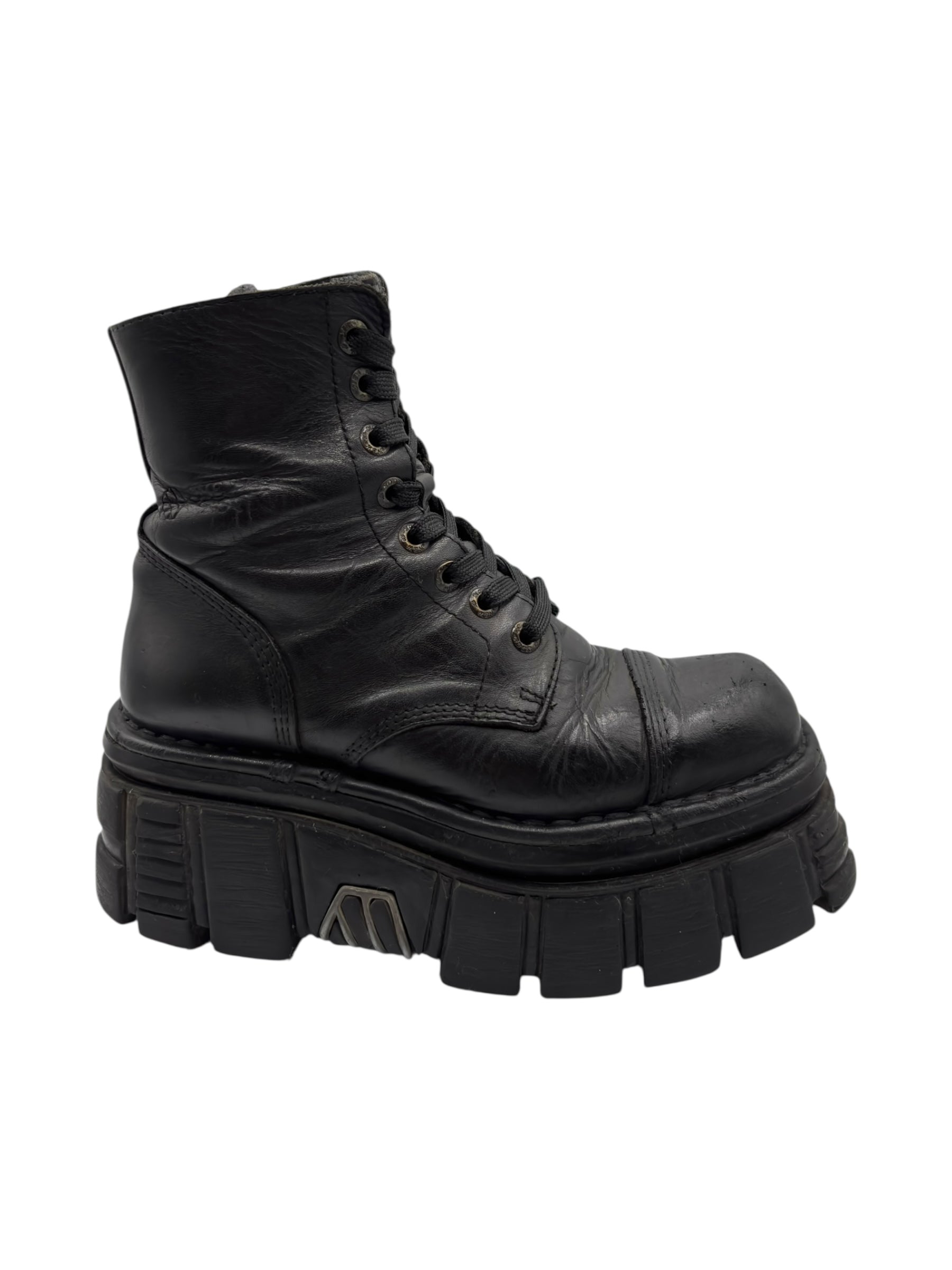 New Rock mili lace-up leather platform boots size 37