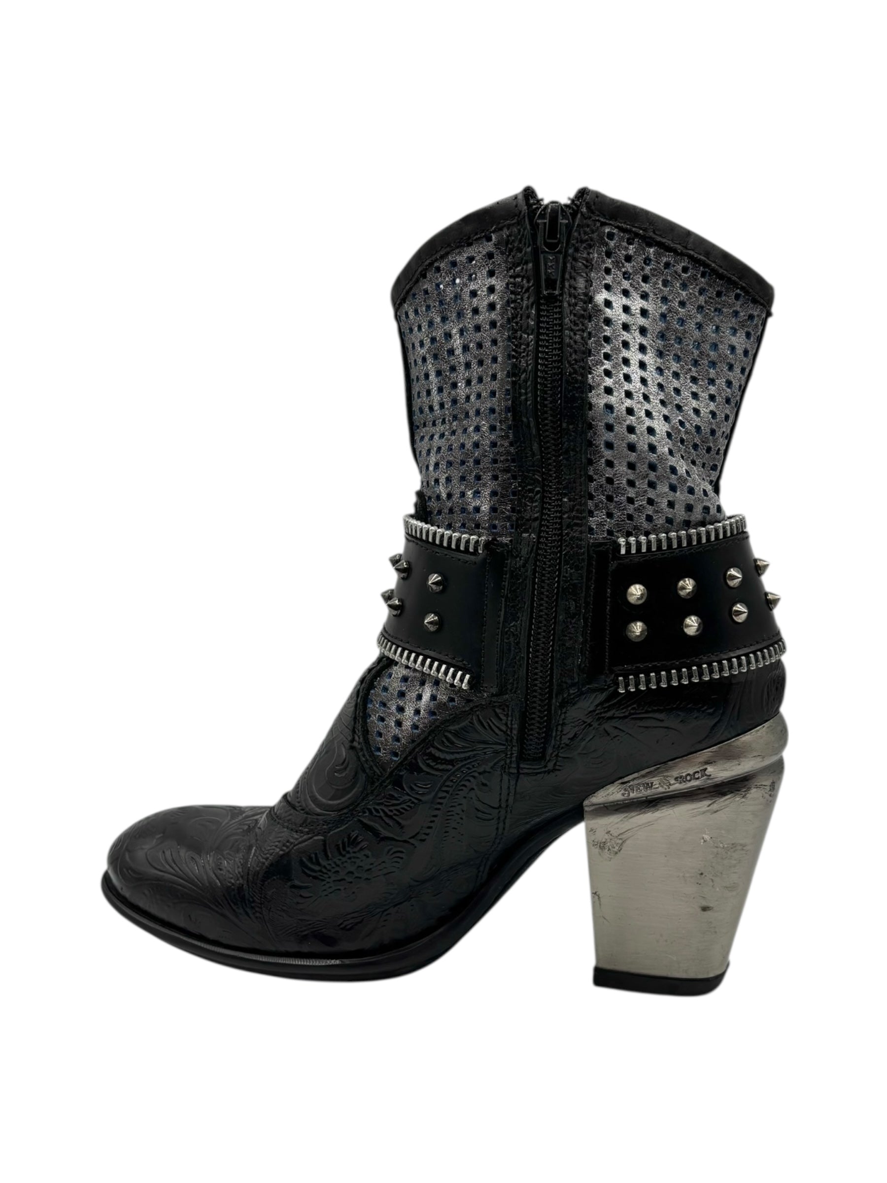 Vintage New Rock round/toe leather heels size 37