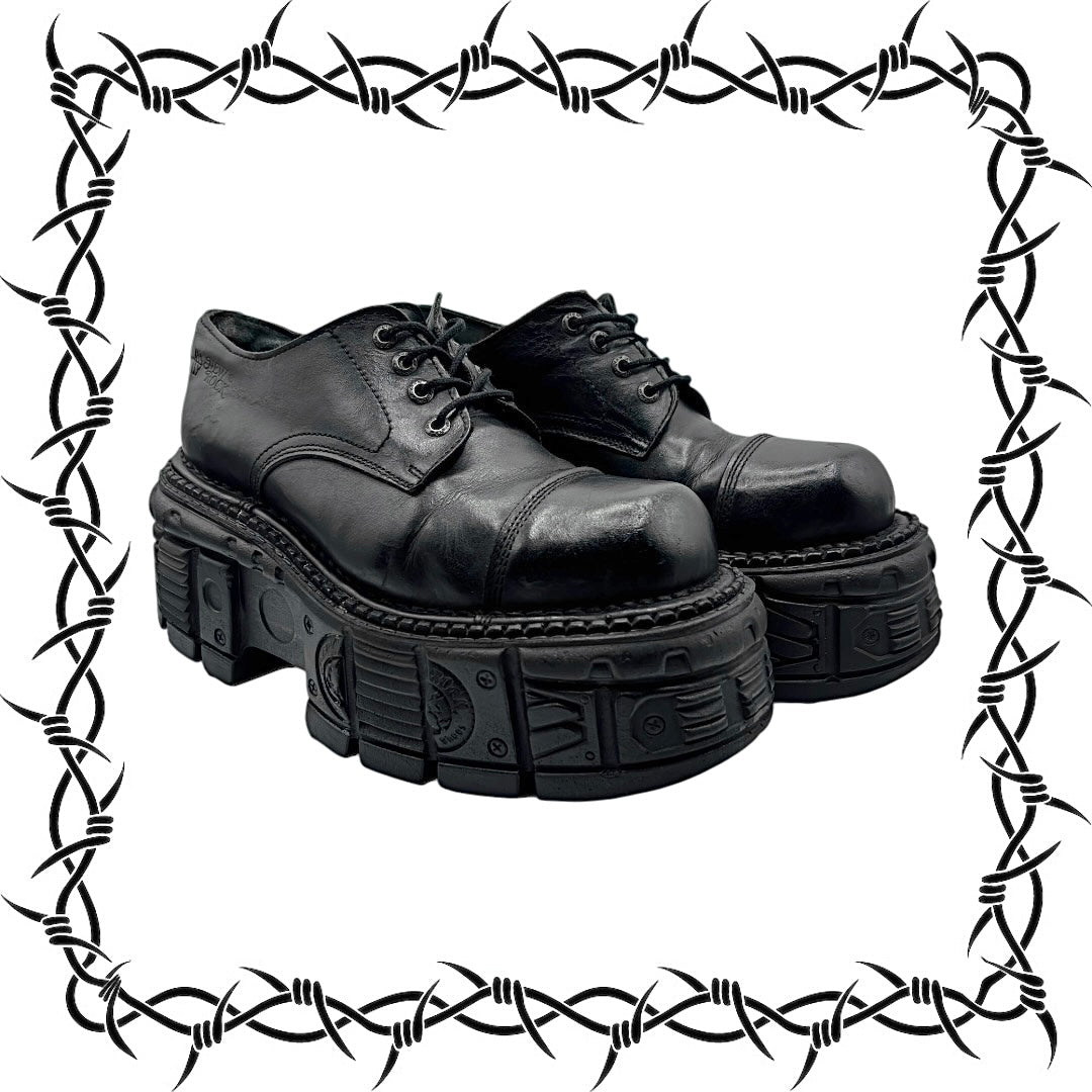 Vintage New Rock techno leather platform boots size 44