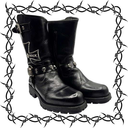 Vintage New Rock leather biker boots size 40