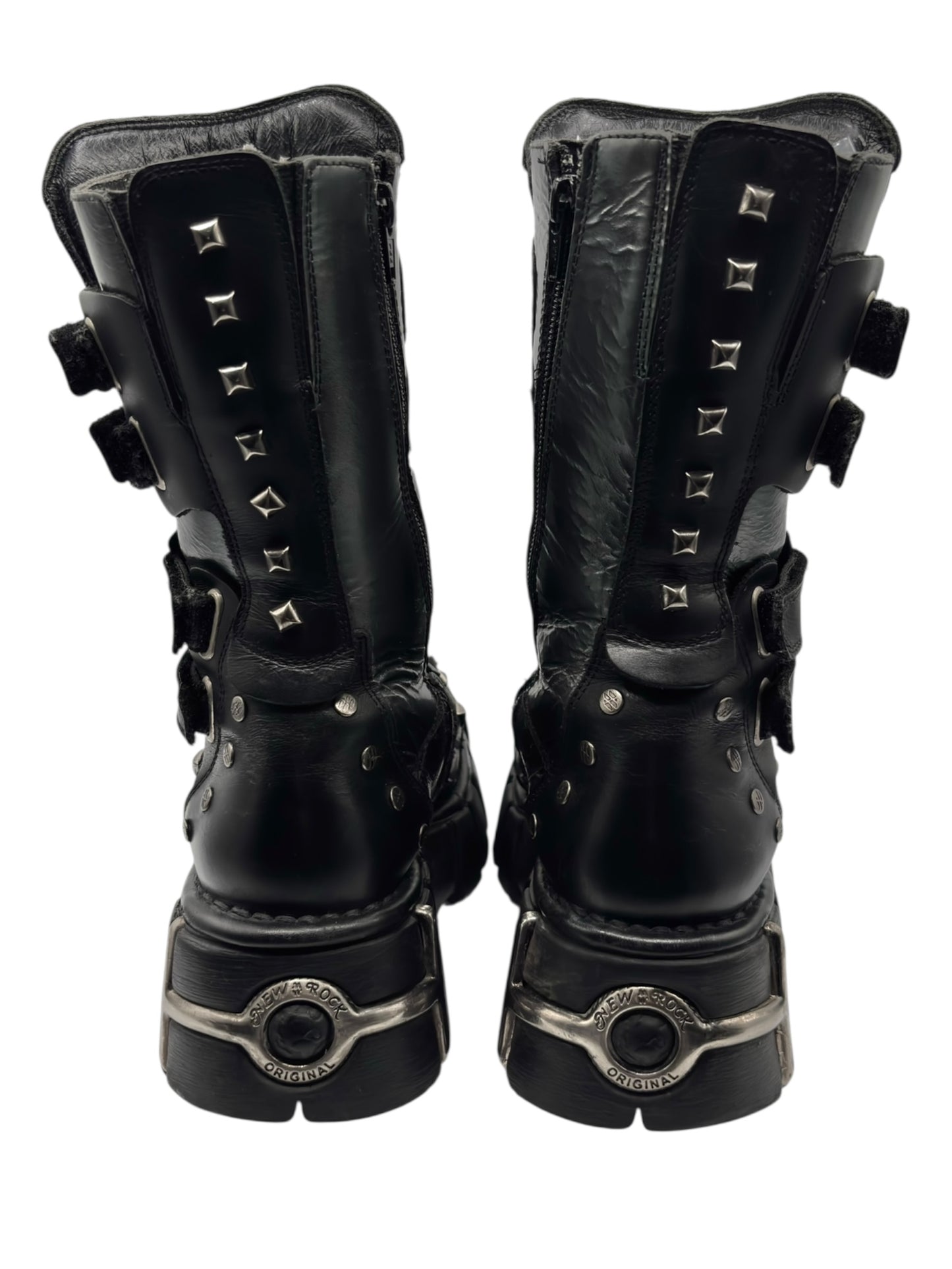 Vintage New Rock studded mid-calf platform boots size 39
