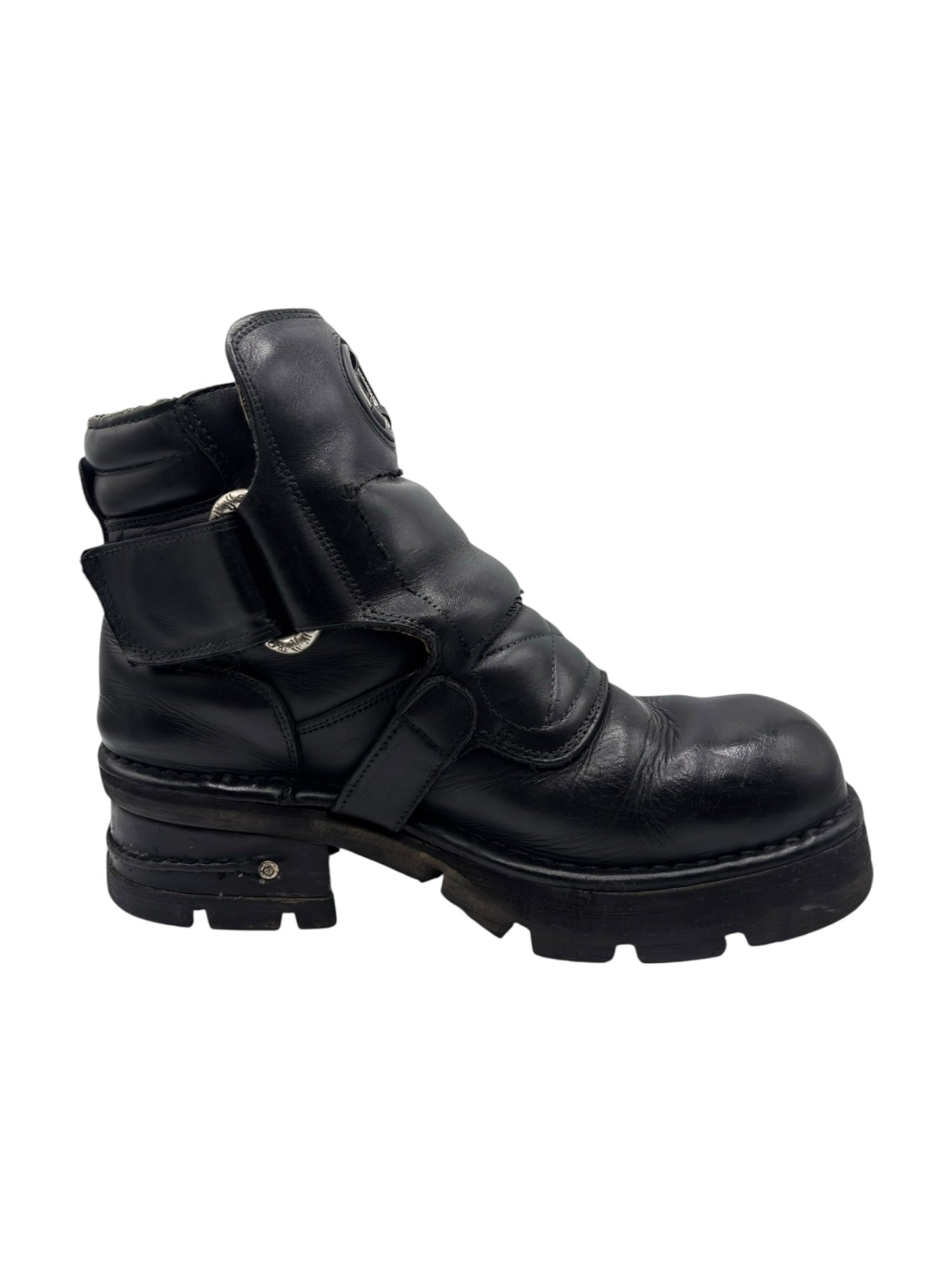 Vintage New Rock raised heel leather boots size 45