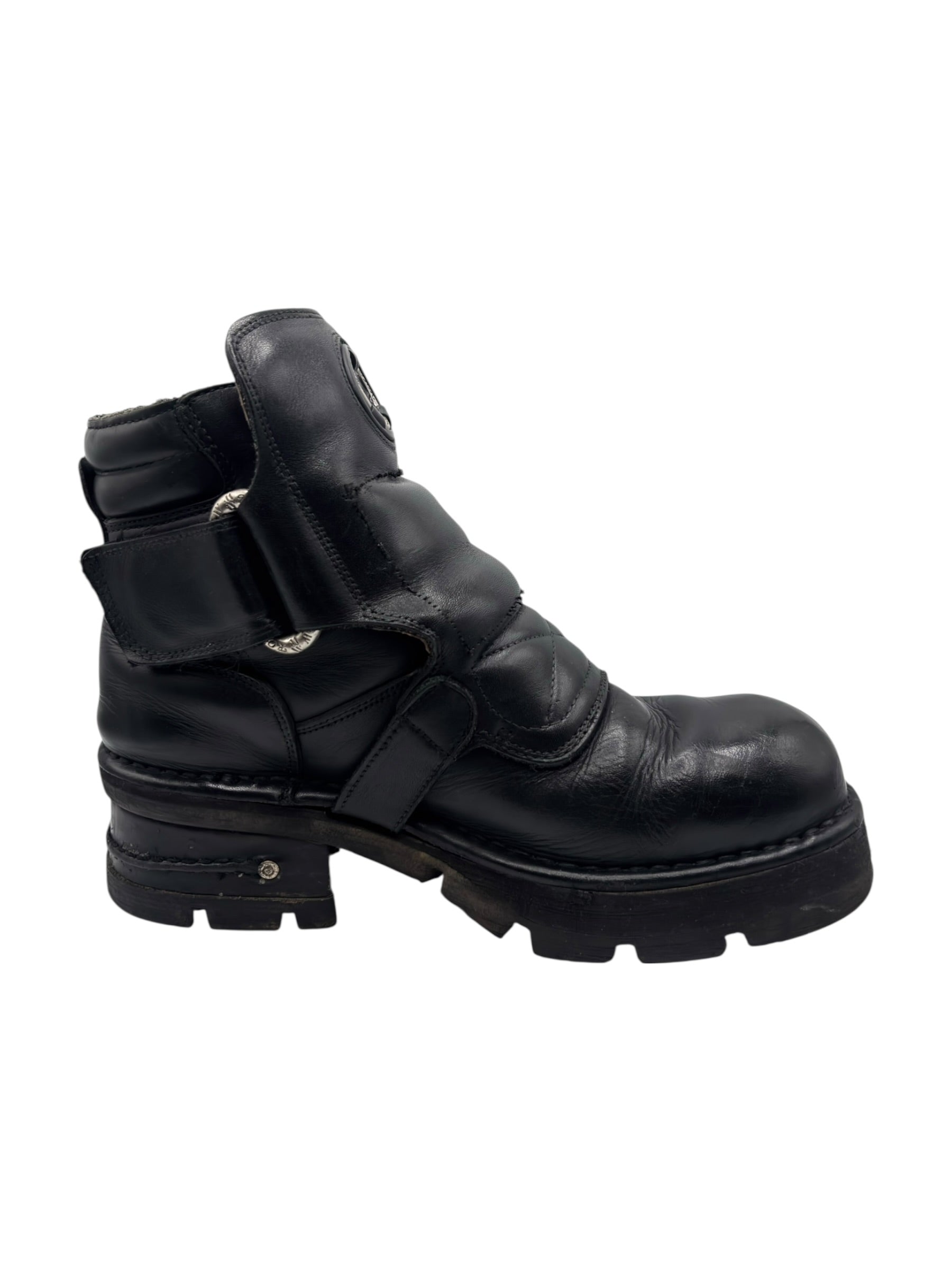 Vintage New Rock raised heel leather boots size 45