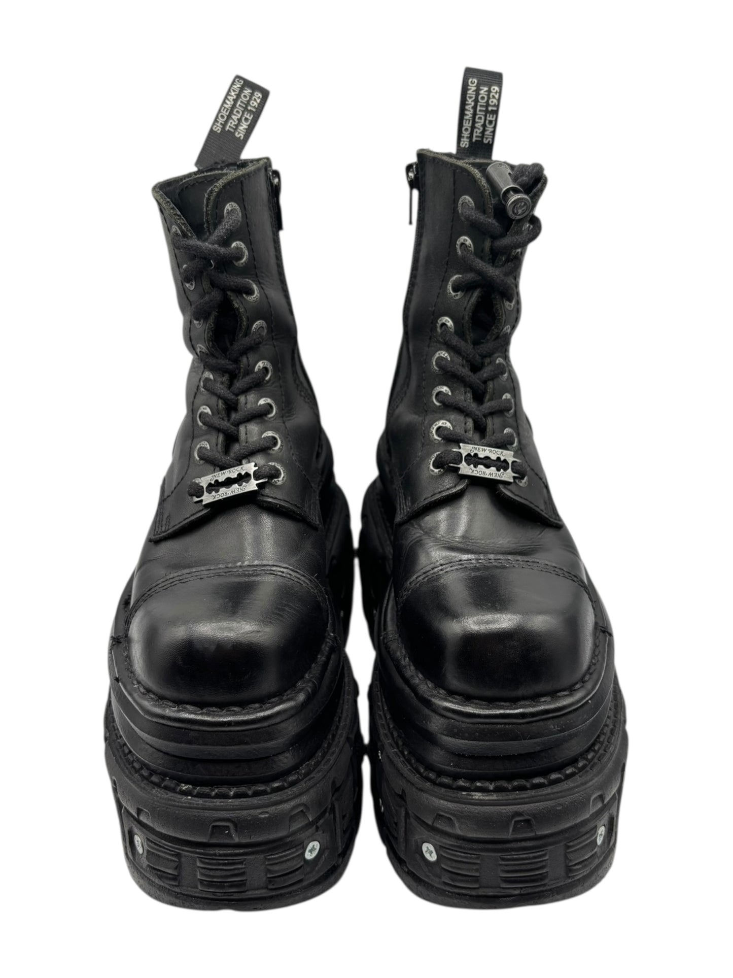 Vintage New Rock mega platform techno leather boots size 36